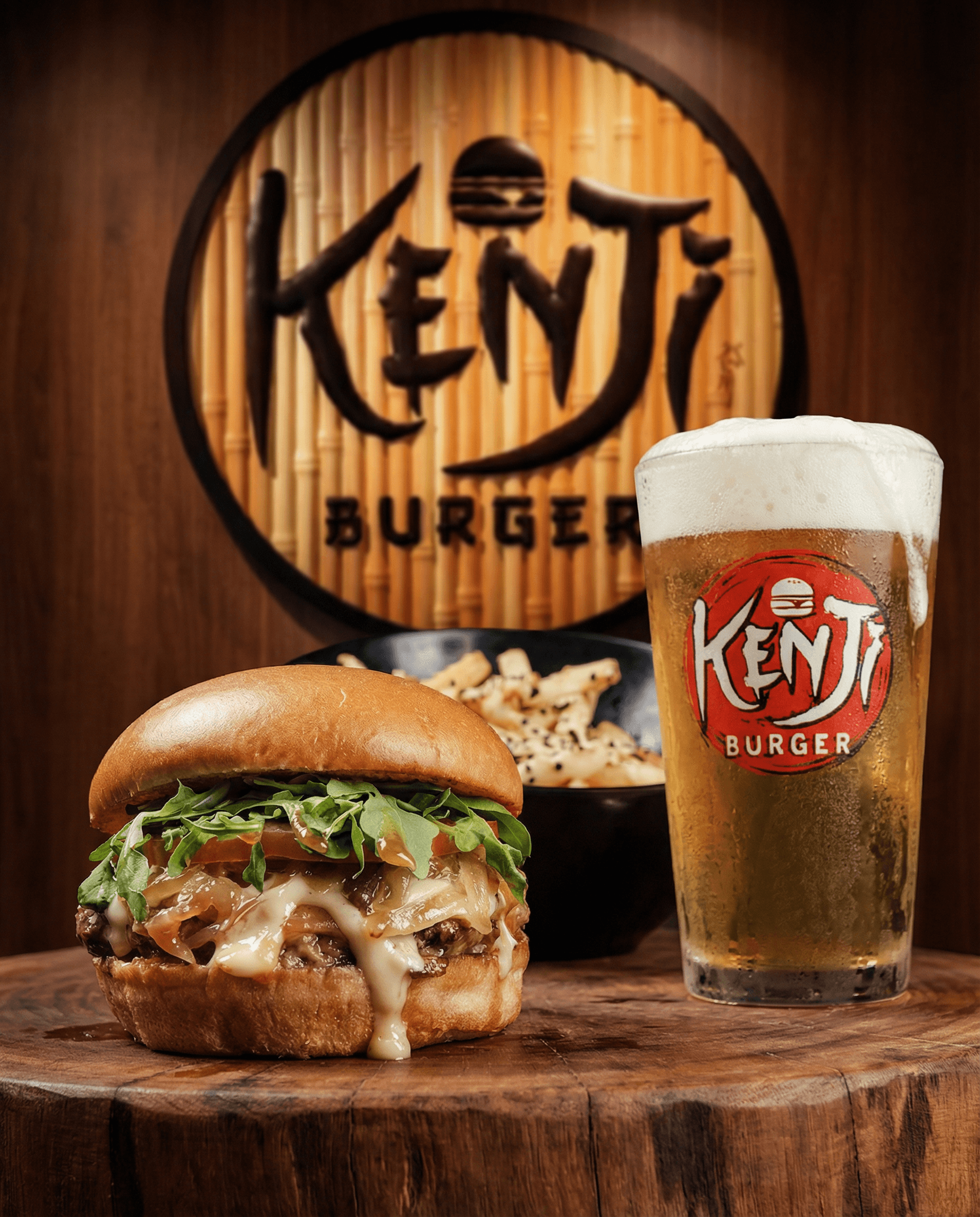 A close-up view of various baked goods on wooden plates, with warm, inviting colors and textures.