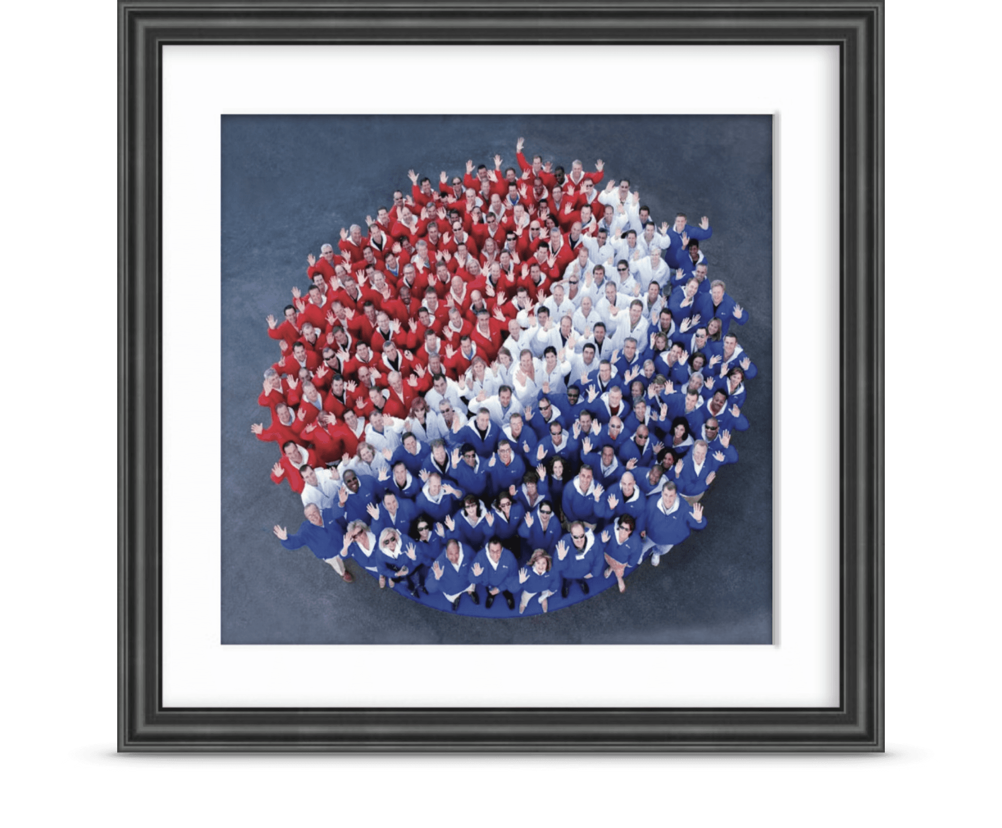 PBG Family Portrait in the shape of a Pepsi Logo.