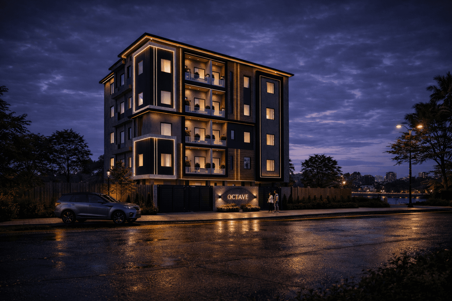 modern cliffside luxury home at dusk