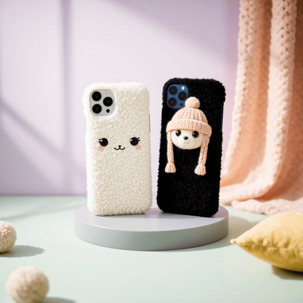 product photography of a pair of decorative phone cases