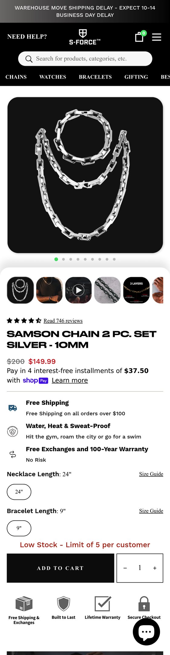 Jewelry product options include: chain for SAMSON Chain 2 pc. Set Silver - 10mm - S-FORCE™ from S Force.