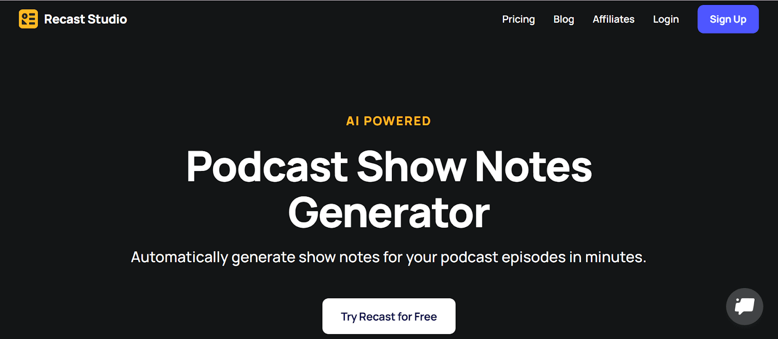 Using Recast Studio’s Show Notes Generator