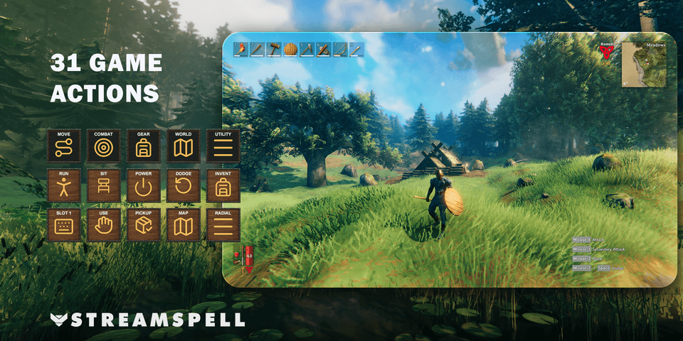 Five Valheim folders organize 31 keyboard actions — official product preview