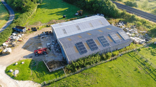 Commercial hangar with solar panels