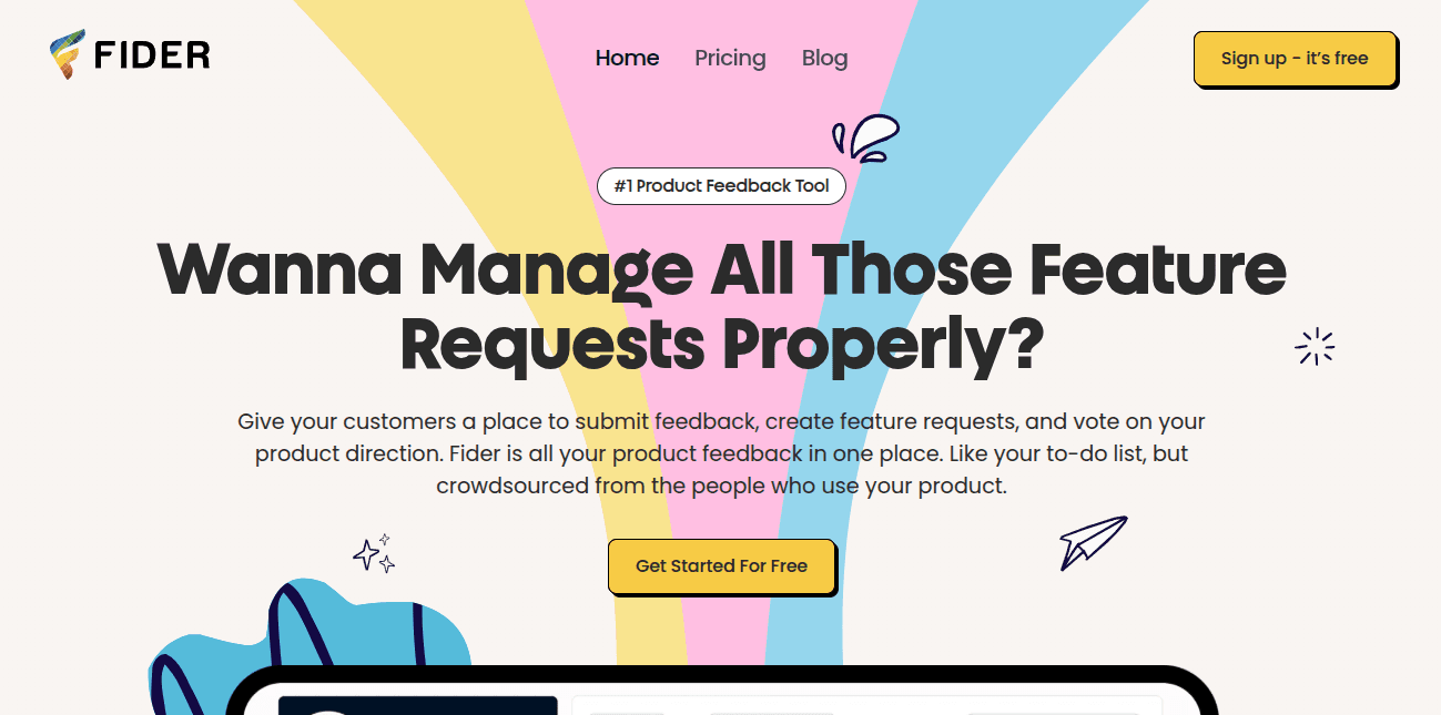 fider home page screenshot