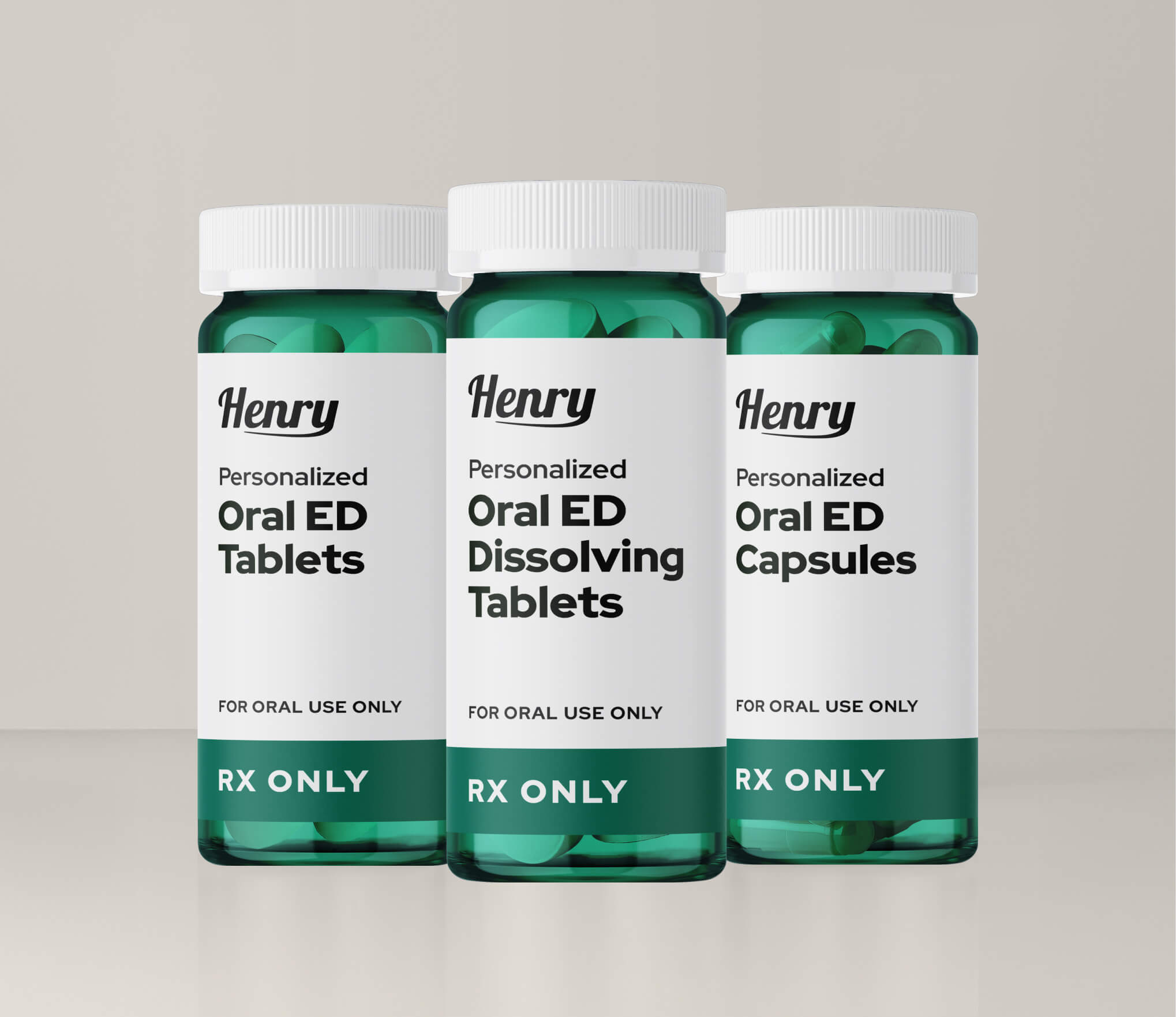 A bottle of oral ED tablets, dissolving tablets and capsules.