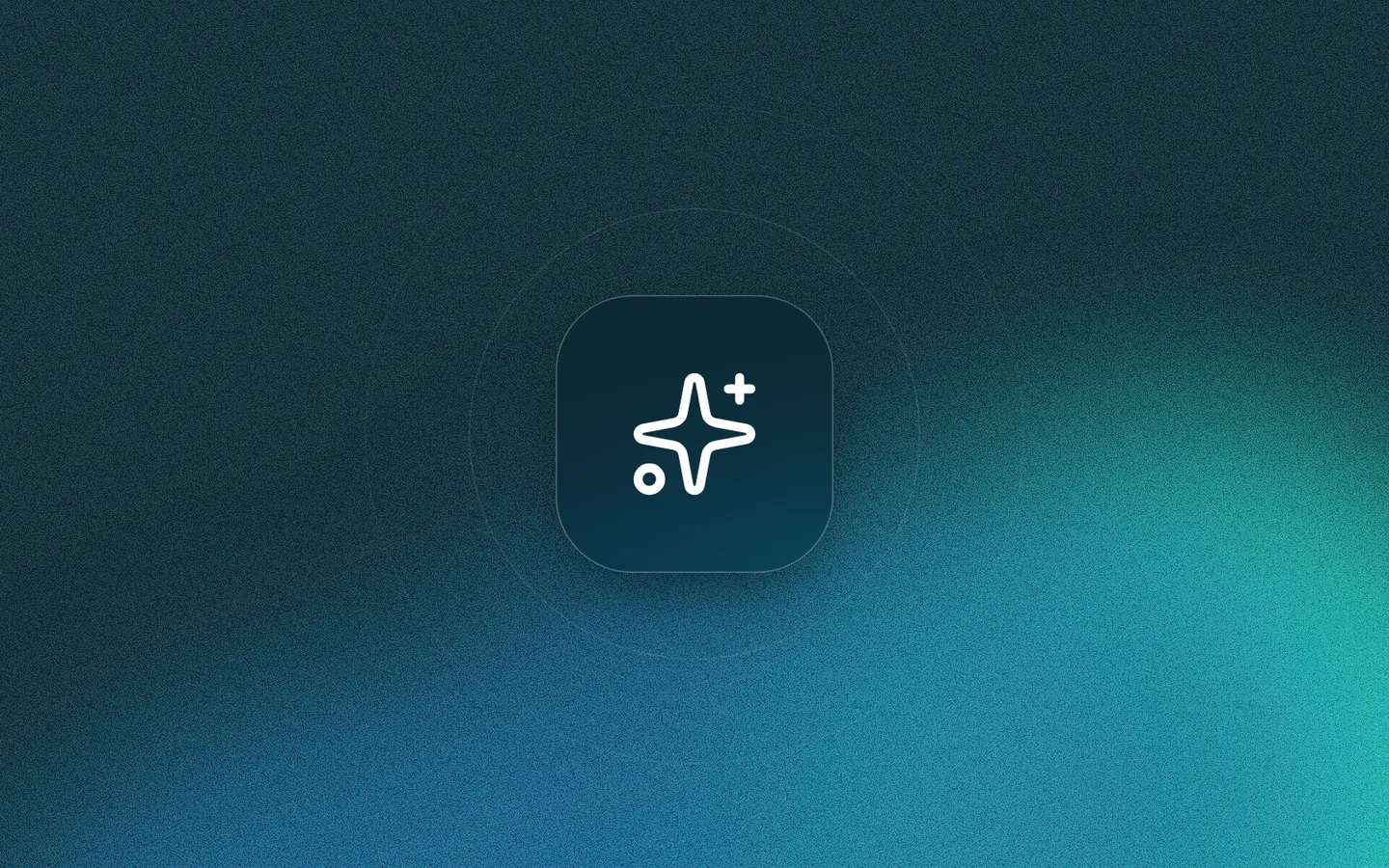 Sparkles icon on a grainy ocean-to-mint gradient