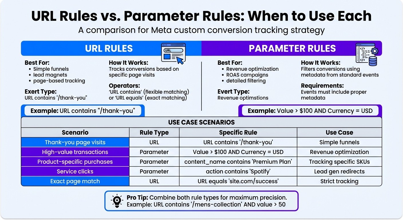 URL Rules vs Parameter Rules: Custom Conversion Tracking Comparison