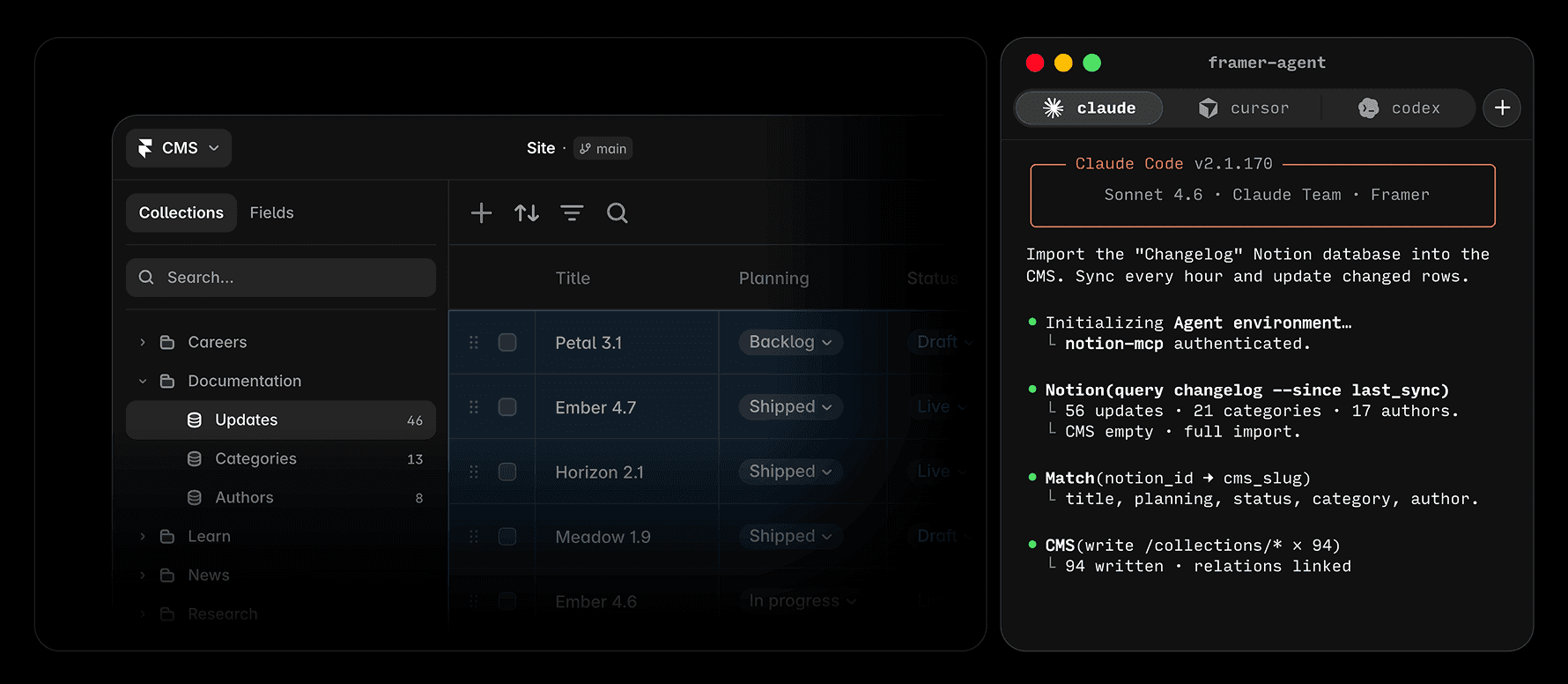 Framer agents and claude code