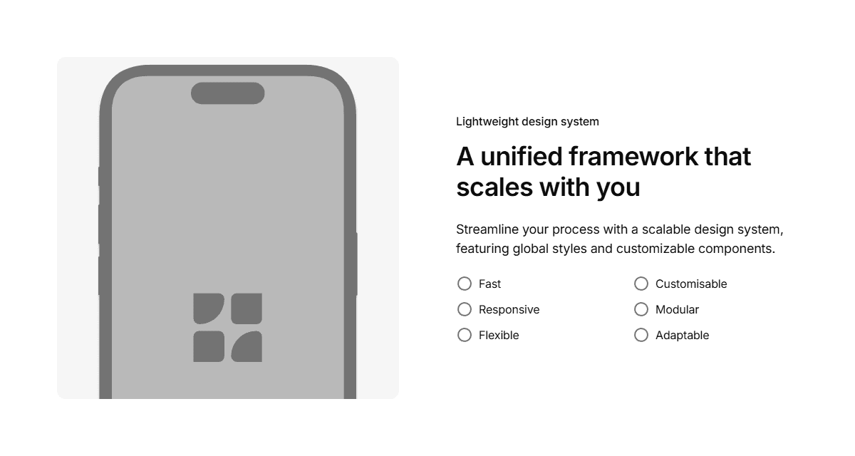 ein wireframe-auszug, eine sektion über die Features des Angebots