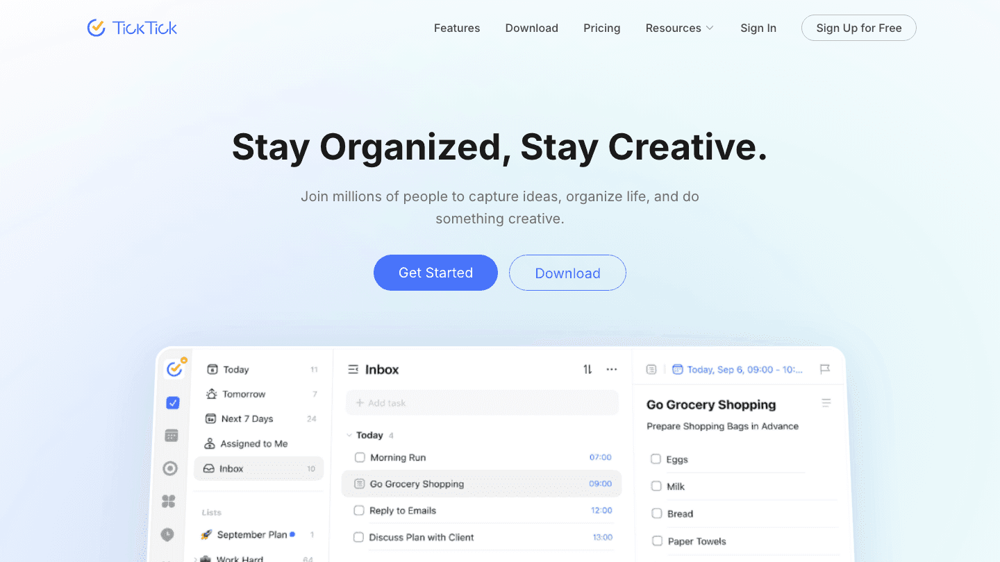 TickTick task manager website