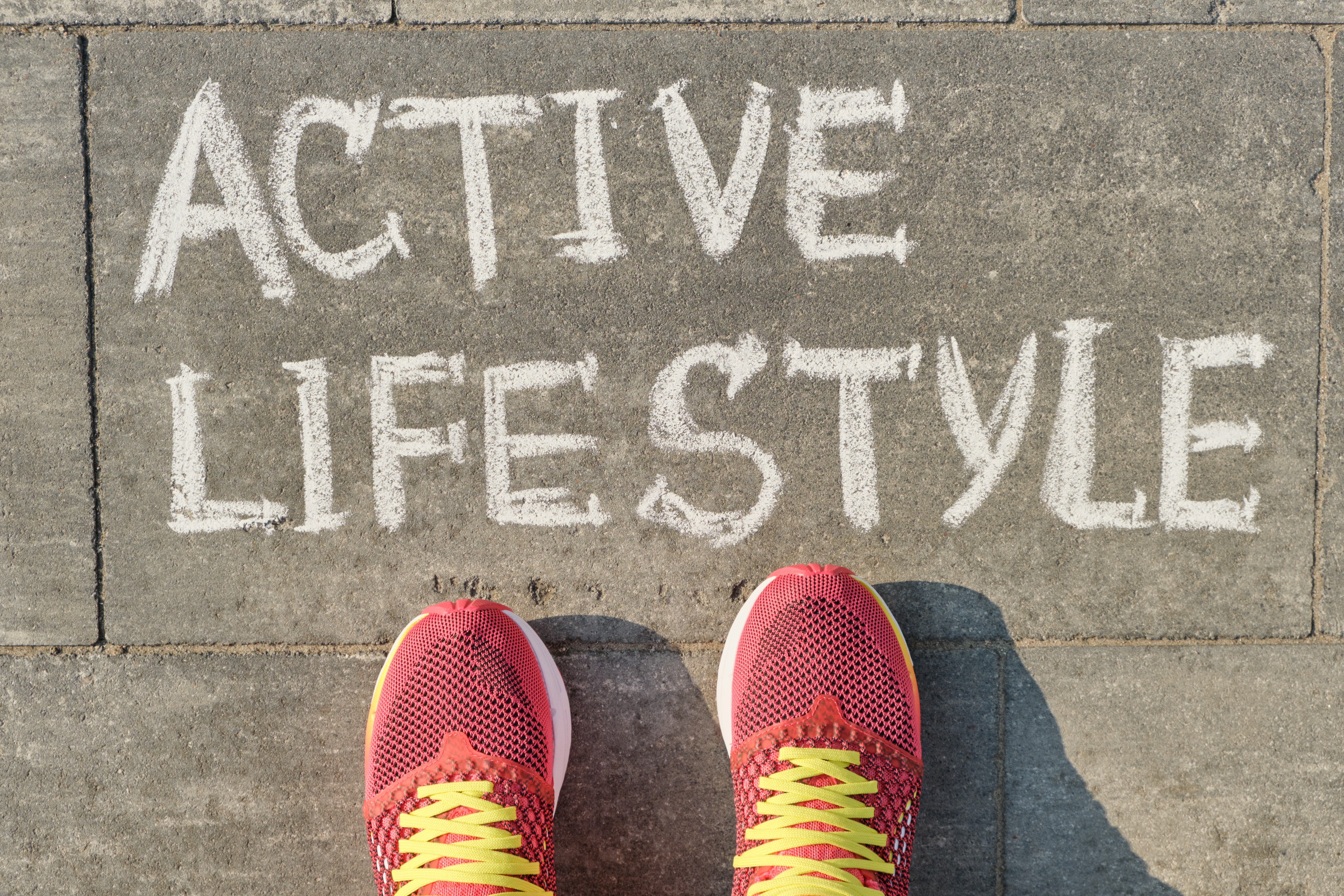 Feet standing next to the words active lifestyle