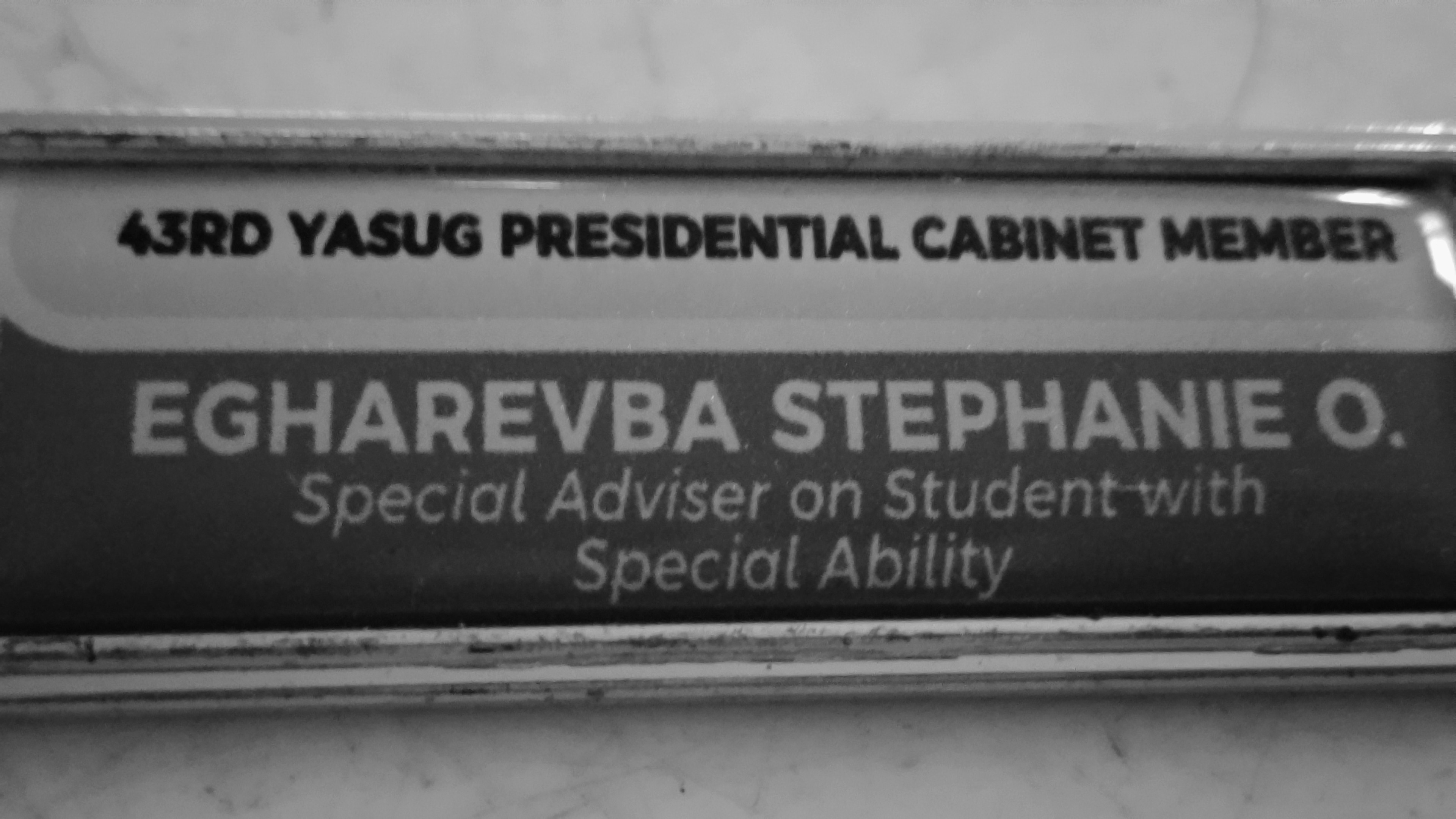 Stephanie Egharevba Recognition as special adviser on student with special ability