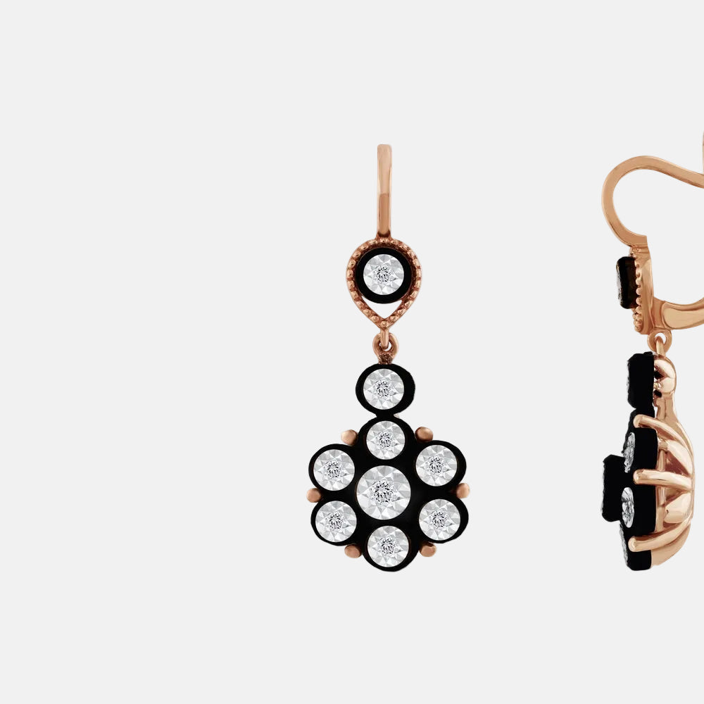 0.42 Karat Gül Elmas Küpe 8 Ayar Pembe Altın