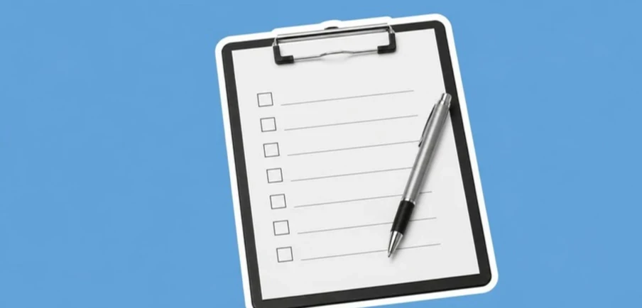Clipboard with supplier questions