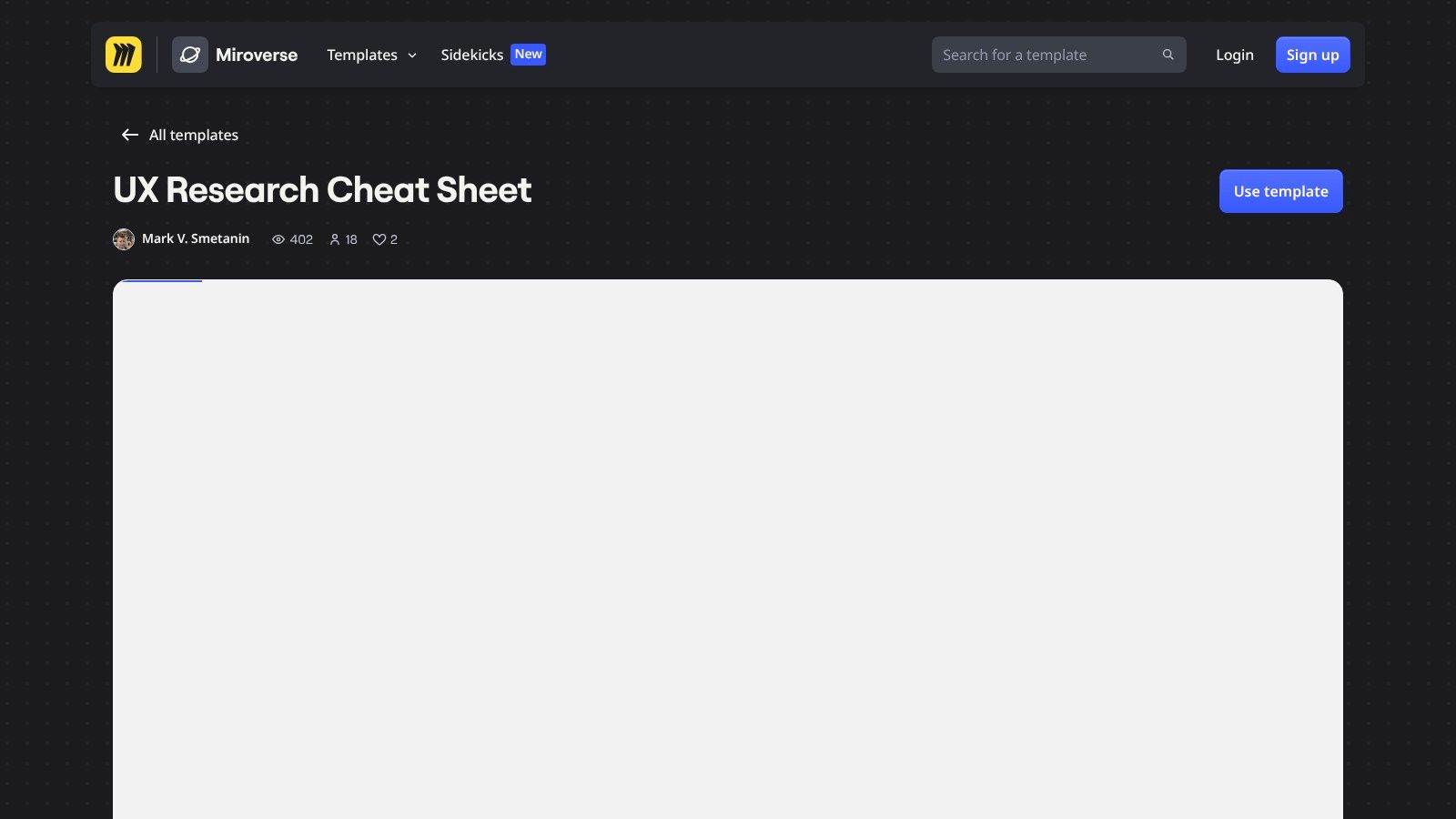 Miro UX Research Cheat Sheet Template