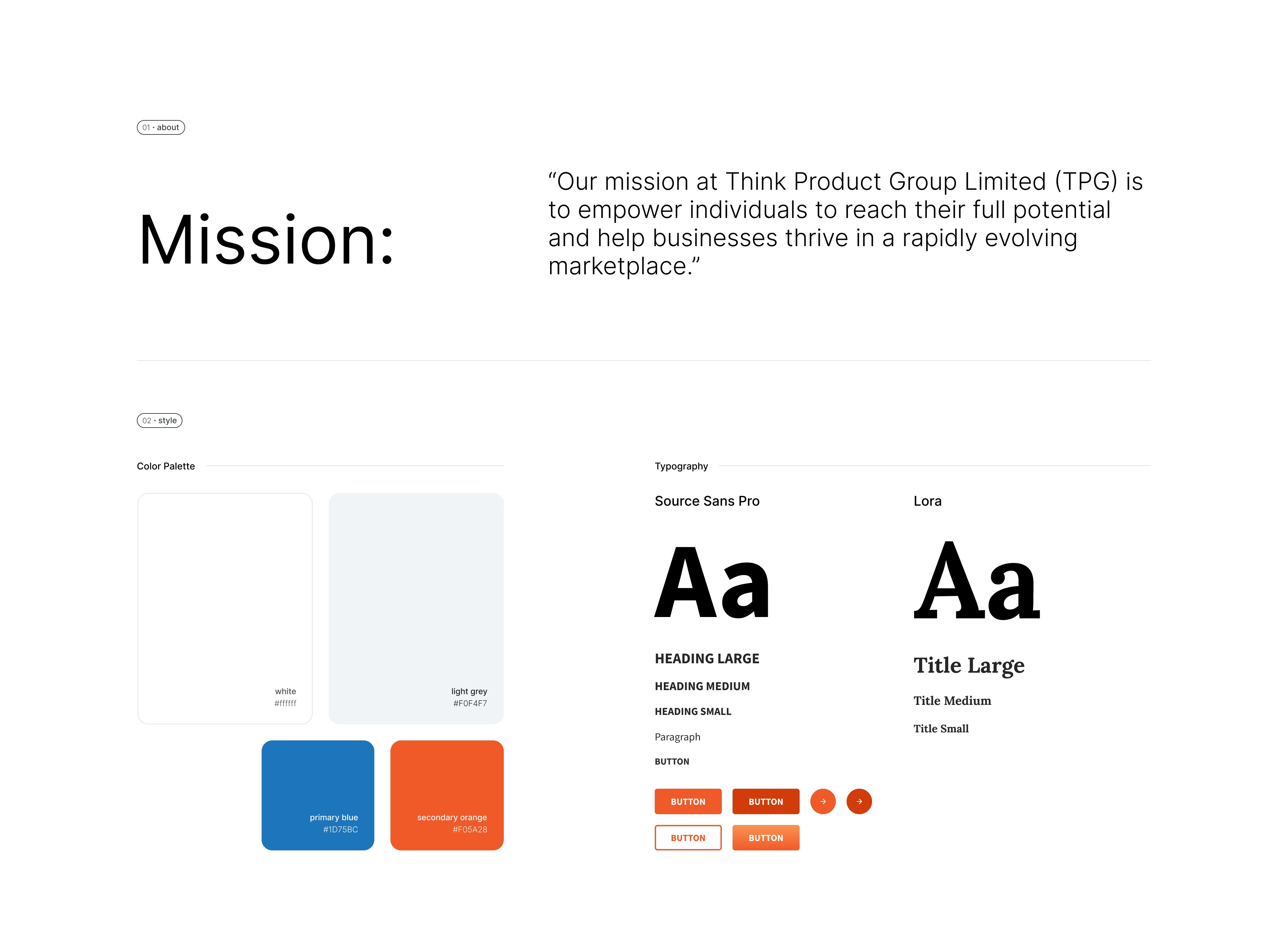 Mission statement and brand style guide for TPG