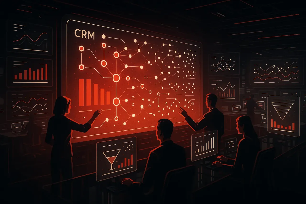 People analyzing data on screens at RockN' Socials Digital Marketing Agency.