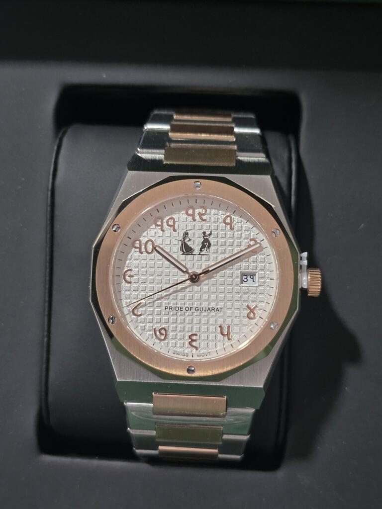 round silver-colored Rolex analog watch with link band