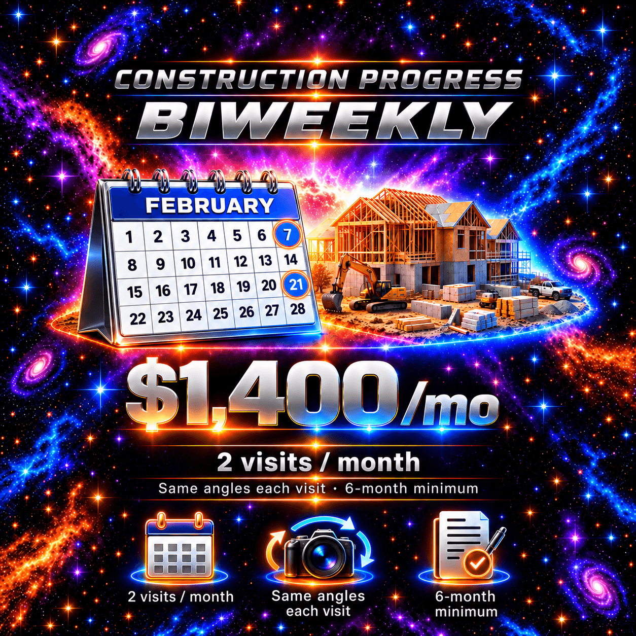 Biweekly Progress pricing artwork; illustrated promotional imagery.