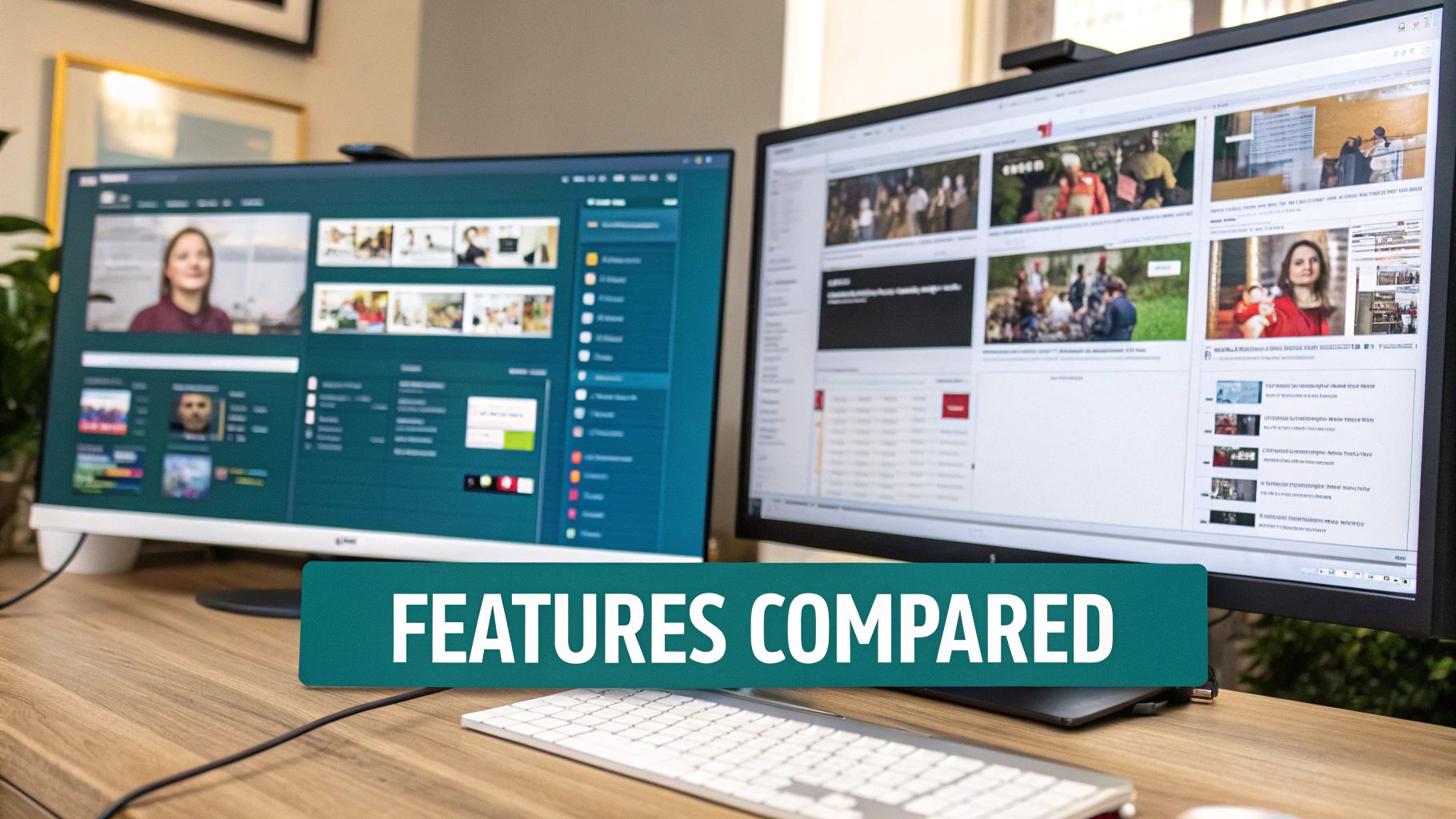 A conceptual image showing a creator's dashboard on the left and a media streaming interface on the right.