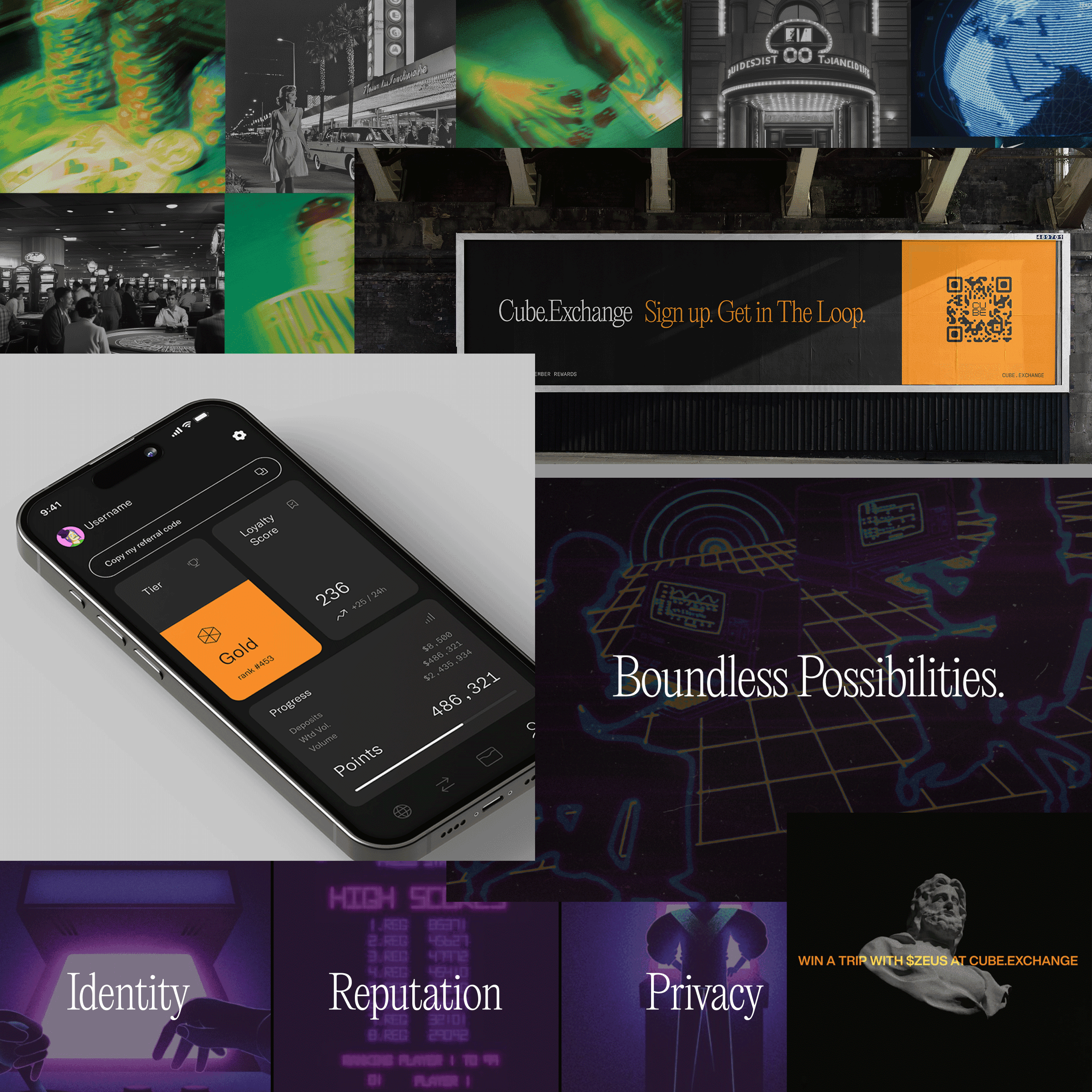 Model moving through a cloud of white powder—graceful beauty editorial on a high-key background.