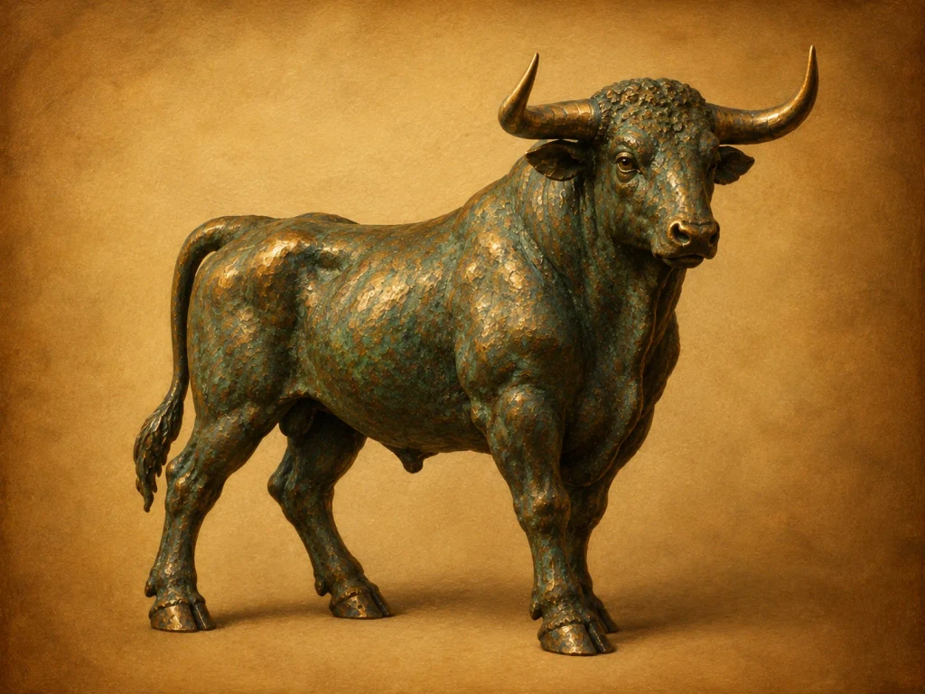 A patinated bronze bull