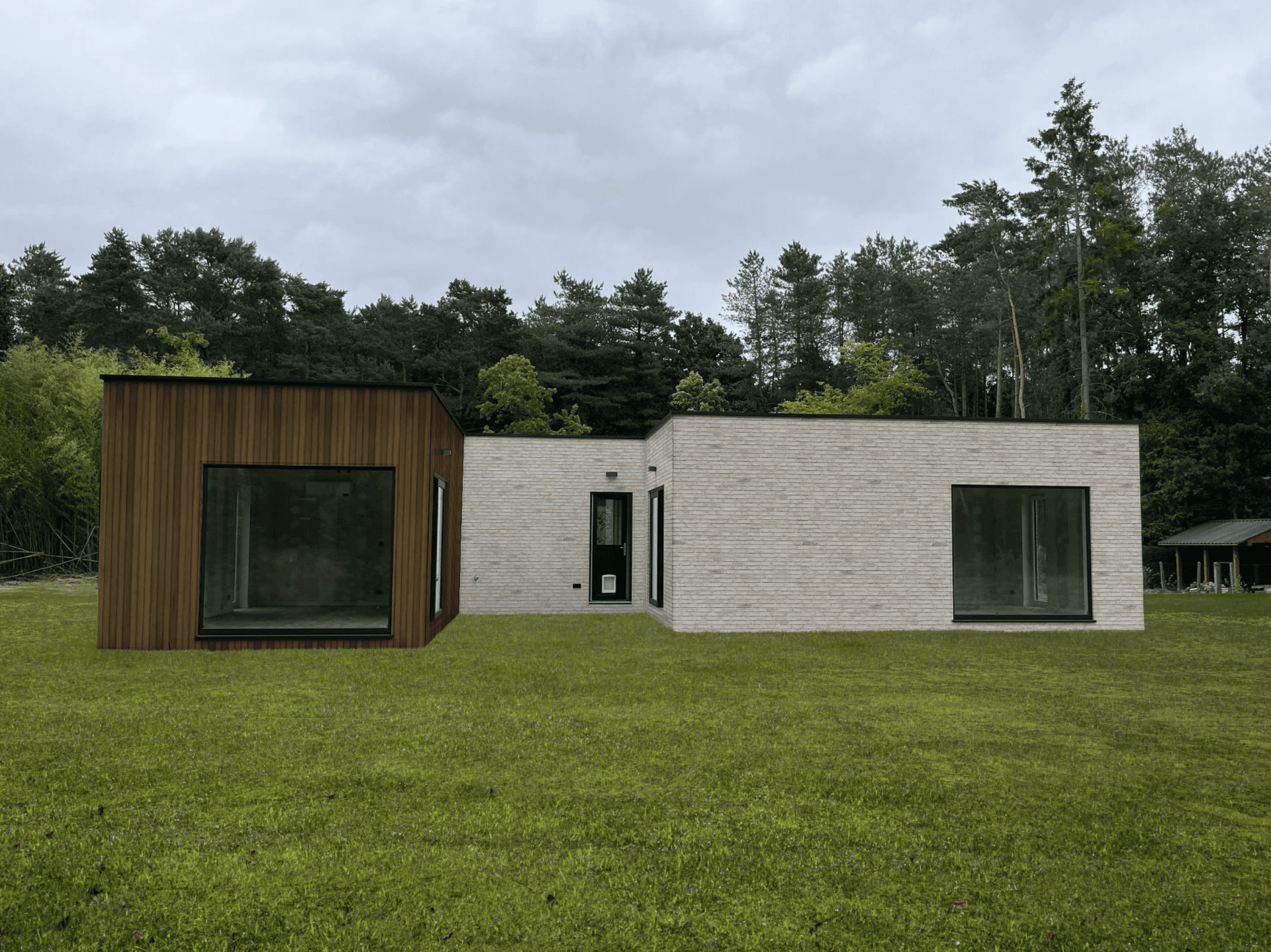 gevel modualire woning gebouwd door hubley