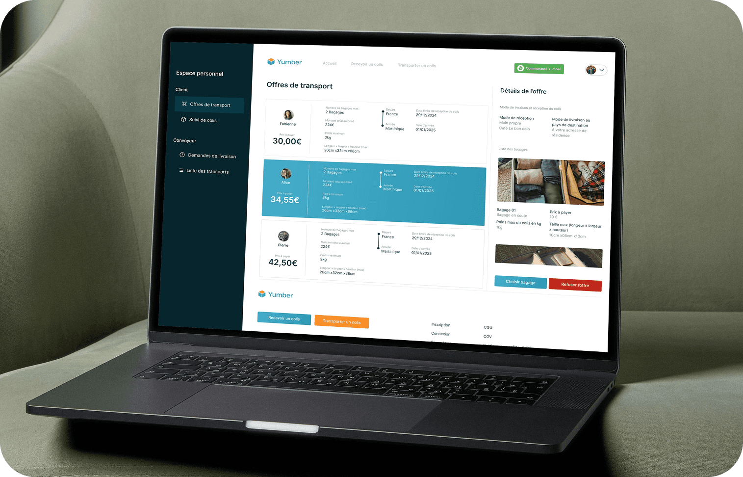 dashboard showing delivery offers