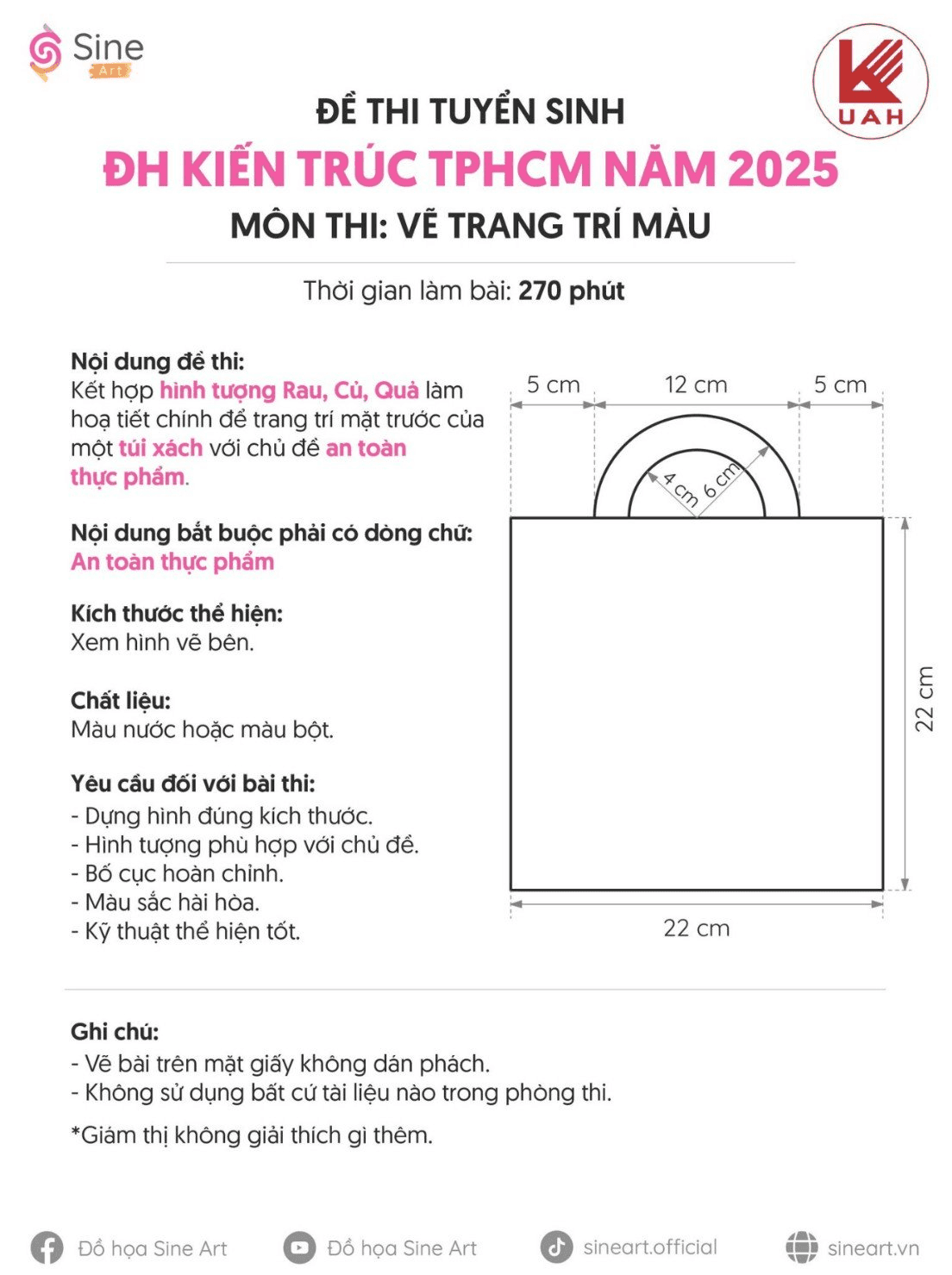 Đề thi trang trí màu Đại học Kiến trúc TPHCM qua các năm