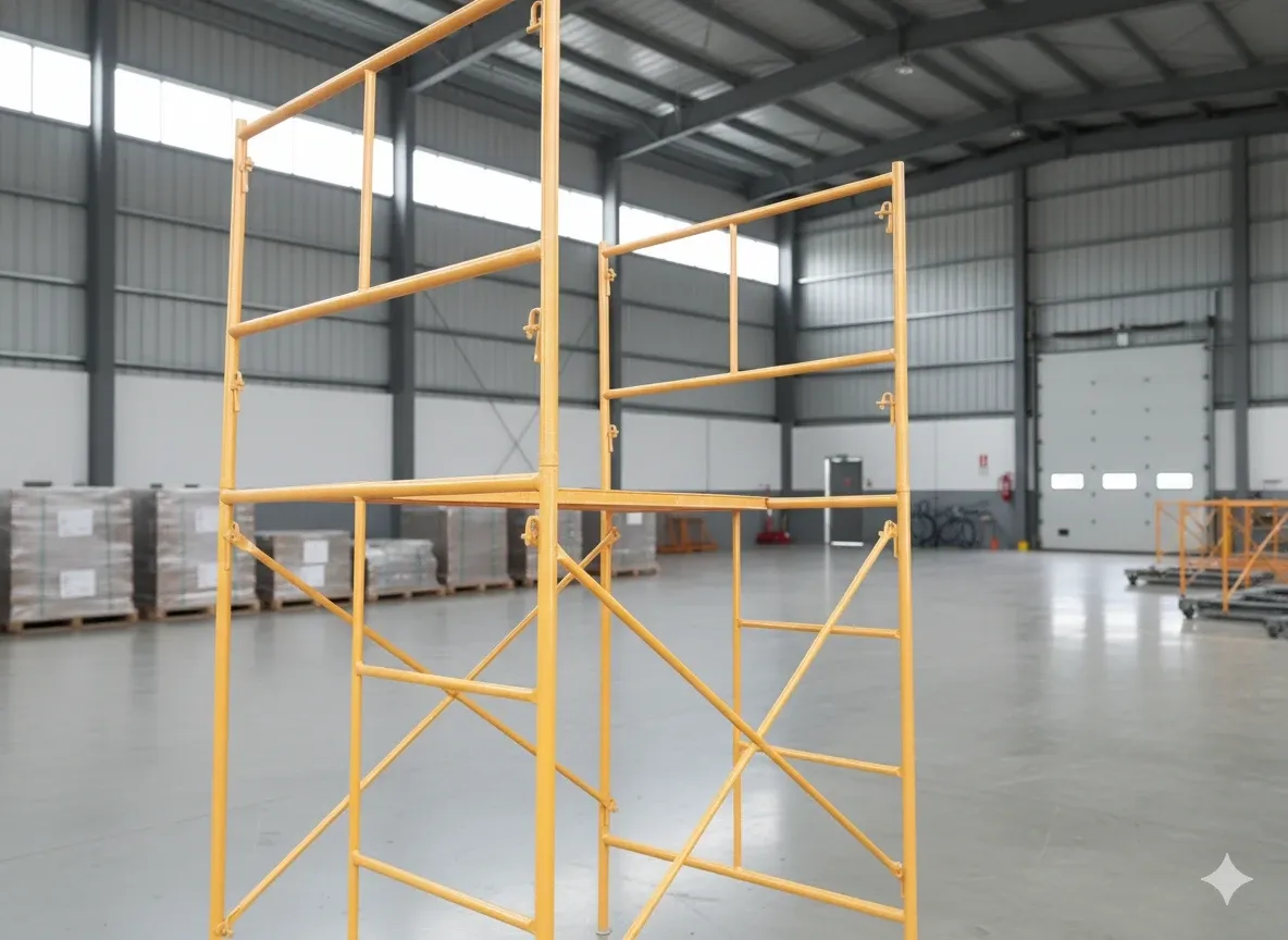 Accesorios para andamios Barmo: ruedas, bases ajustables y pines de unión.