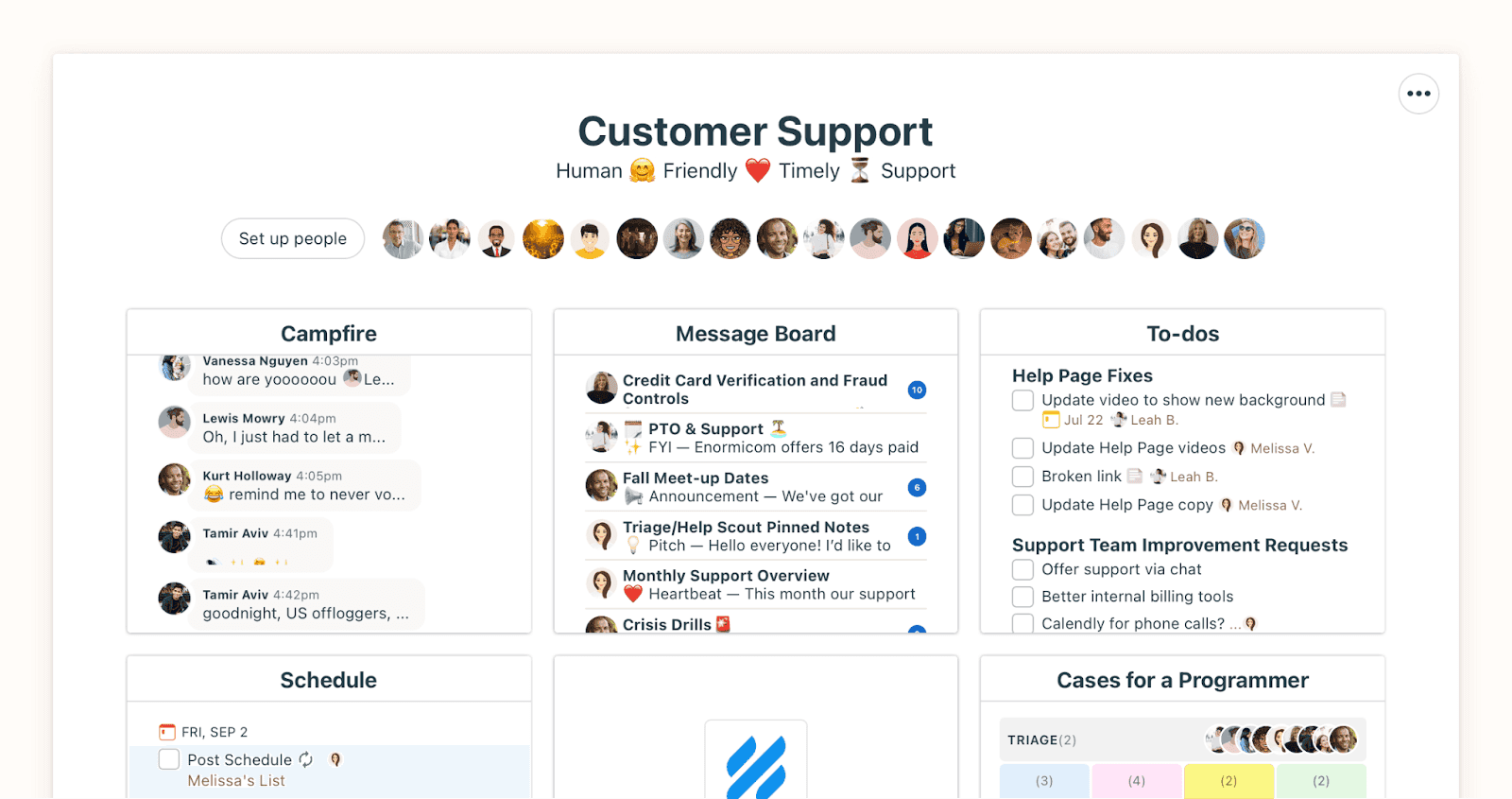 Basecamp dashboards for customer management