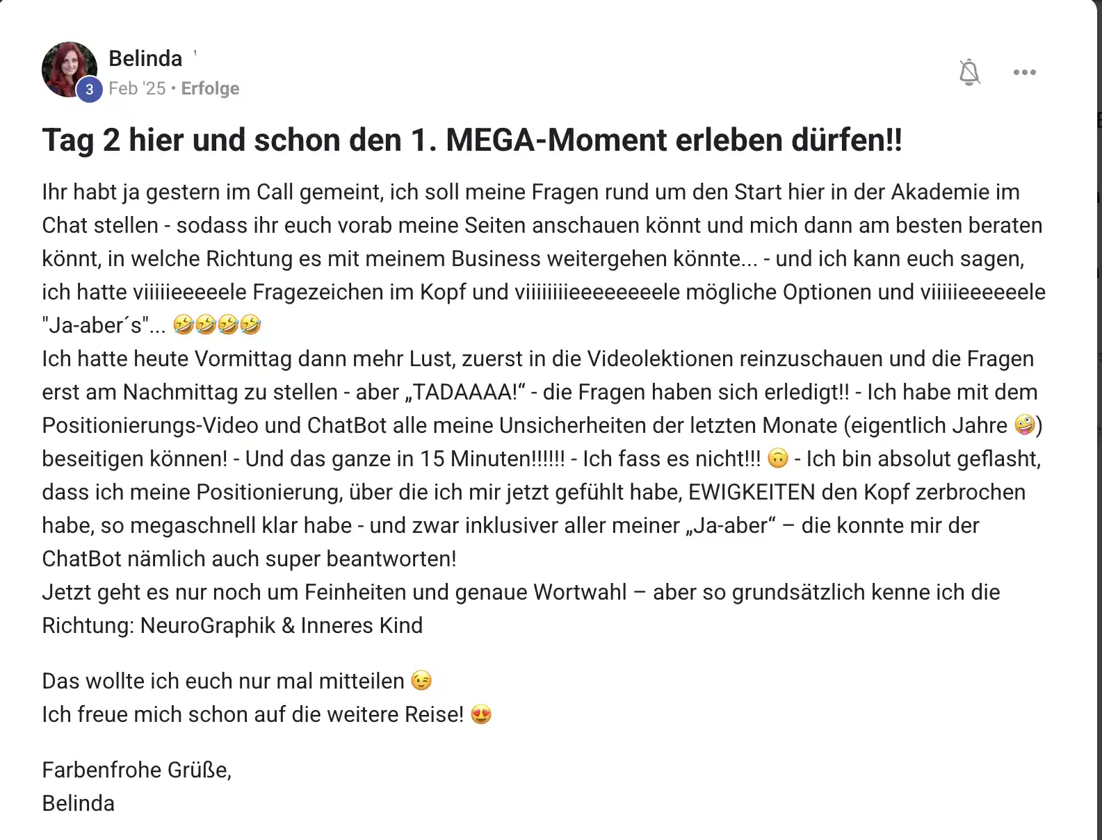 Mitglied der KI Creator Akademie: Coachin Belinda klärt ihre Positionierung in nur 15 Minuten