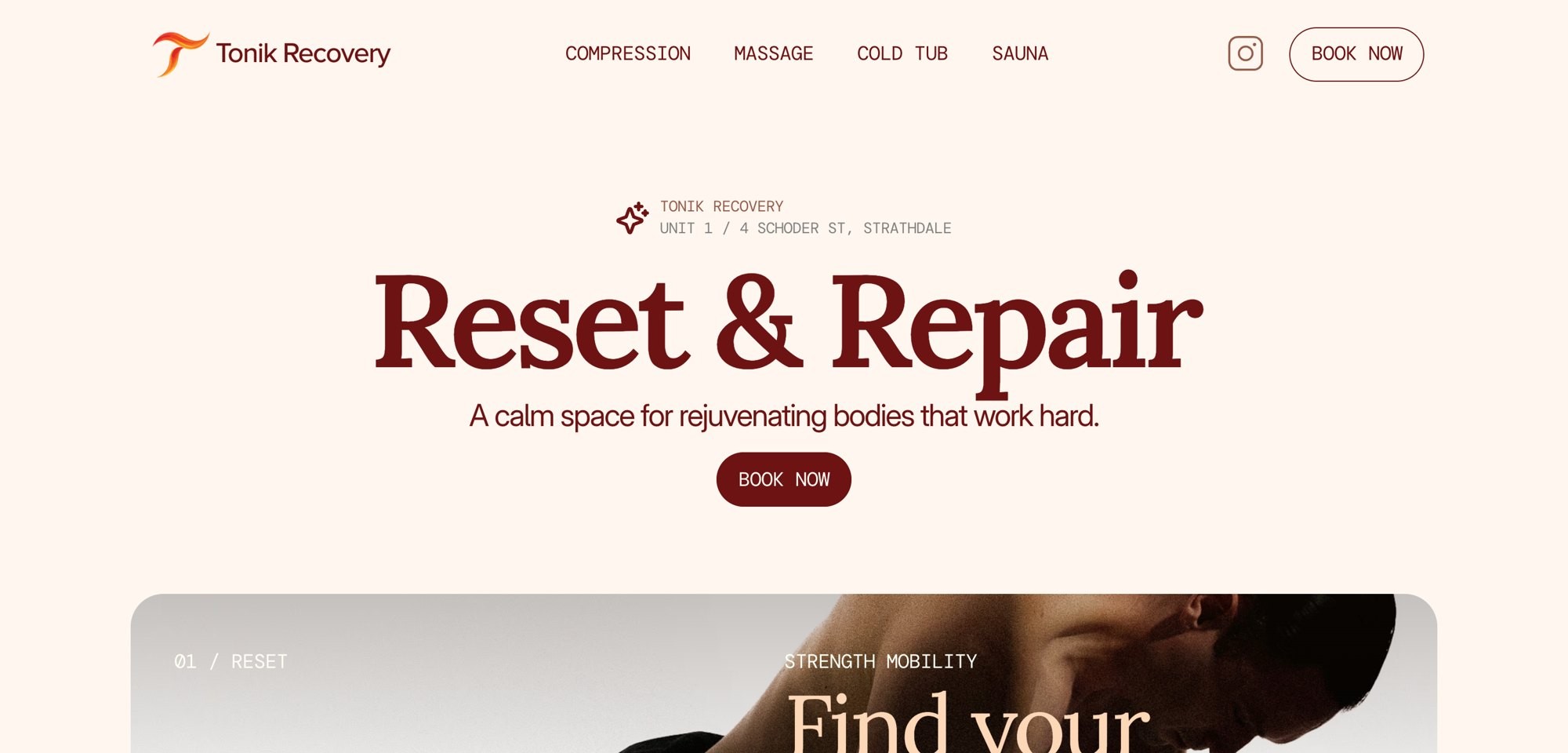 The Tonik Recovery website, built by Bendigo Graphics