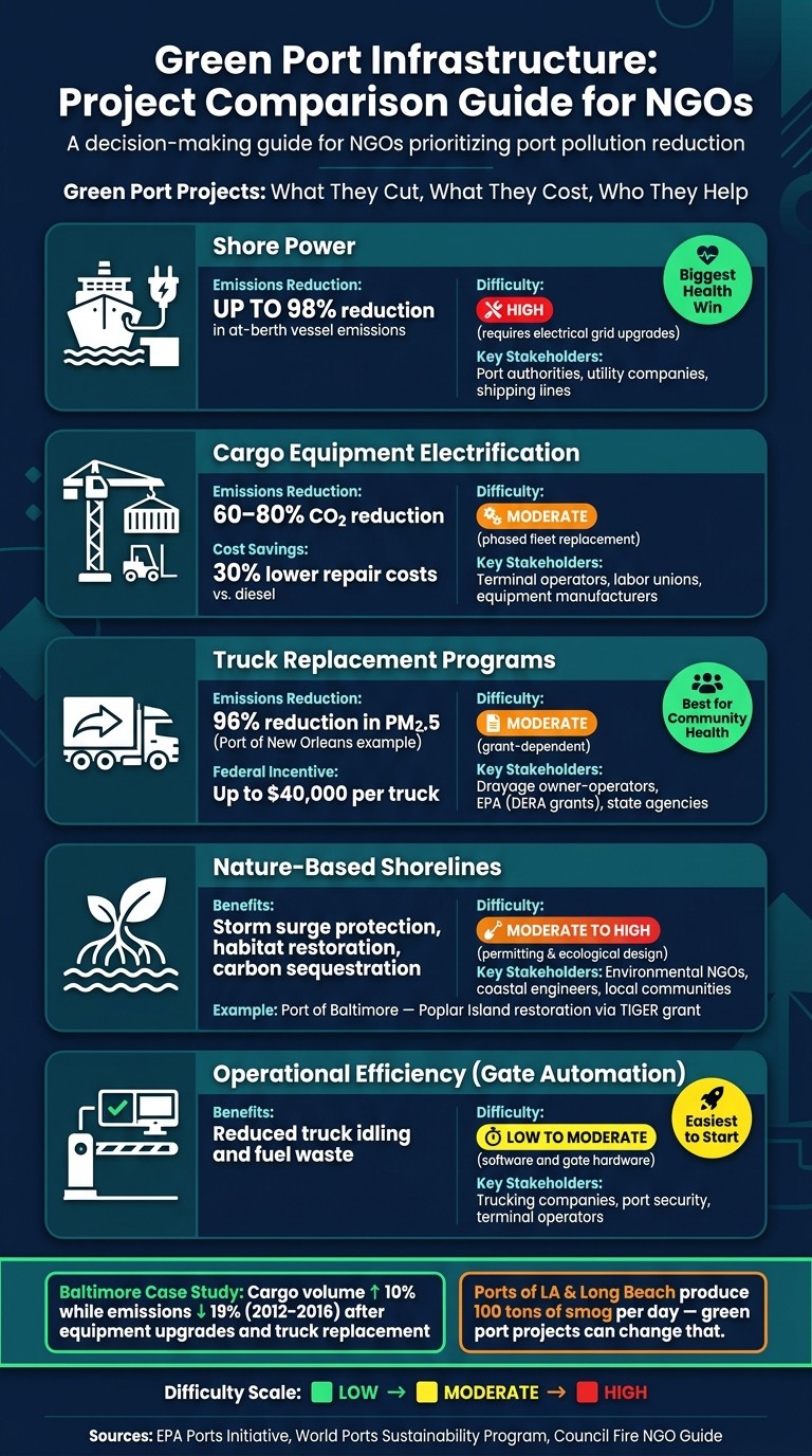 Green Port Projects: Emissions Cuts, Difficulty & Key Benefits at a Glance