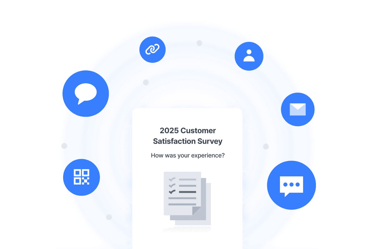 A document displayed in the center with blue circular accents around it, suggesting a digital interface.