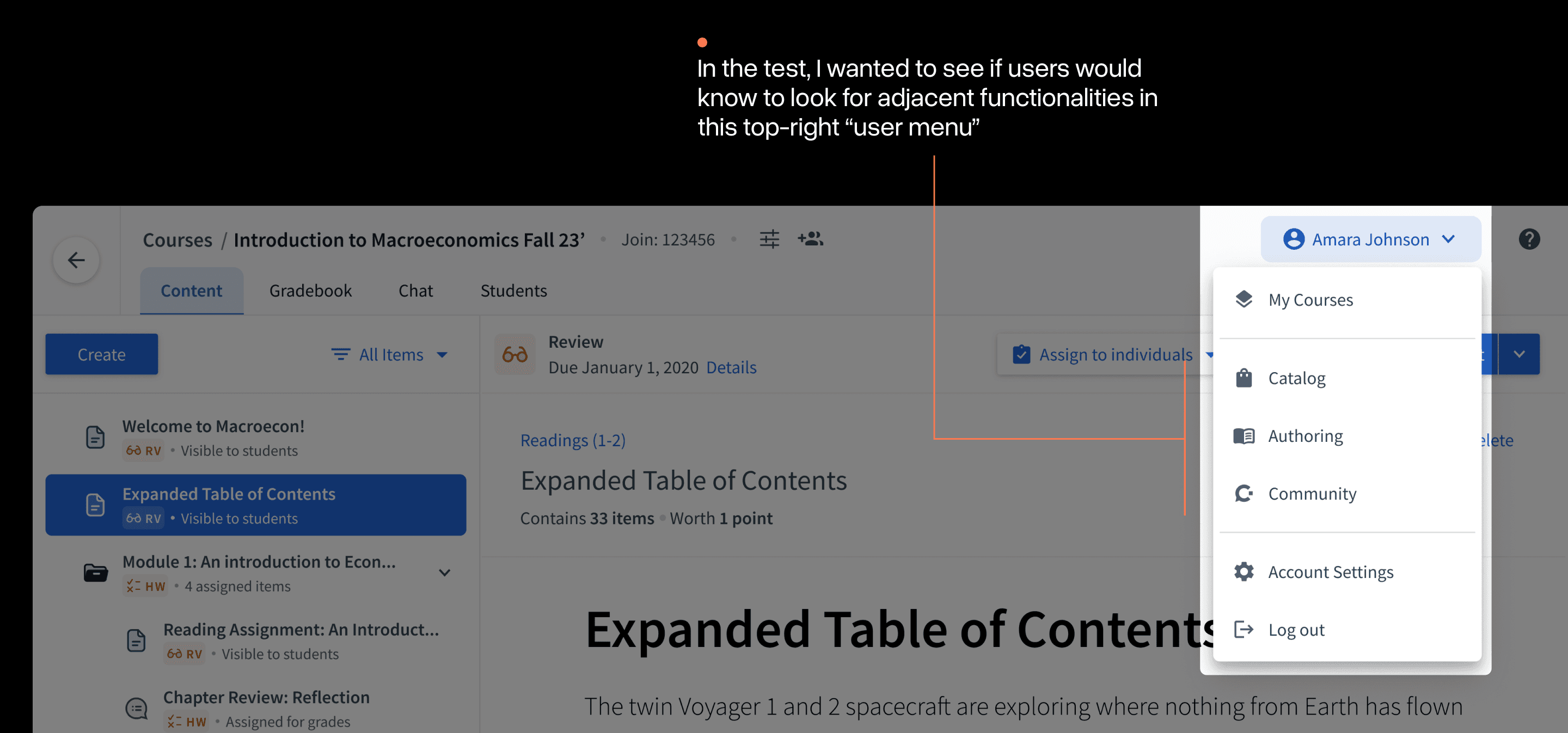 Image highlighting the new right hand menu