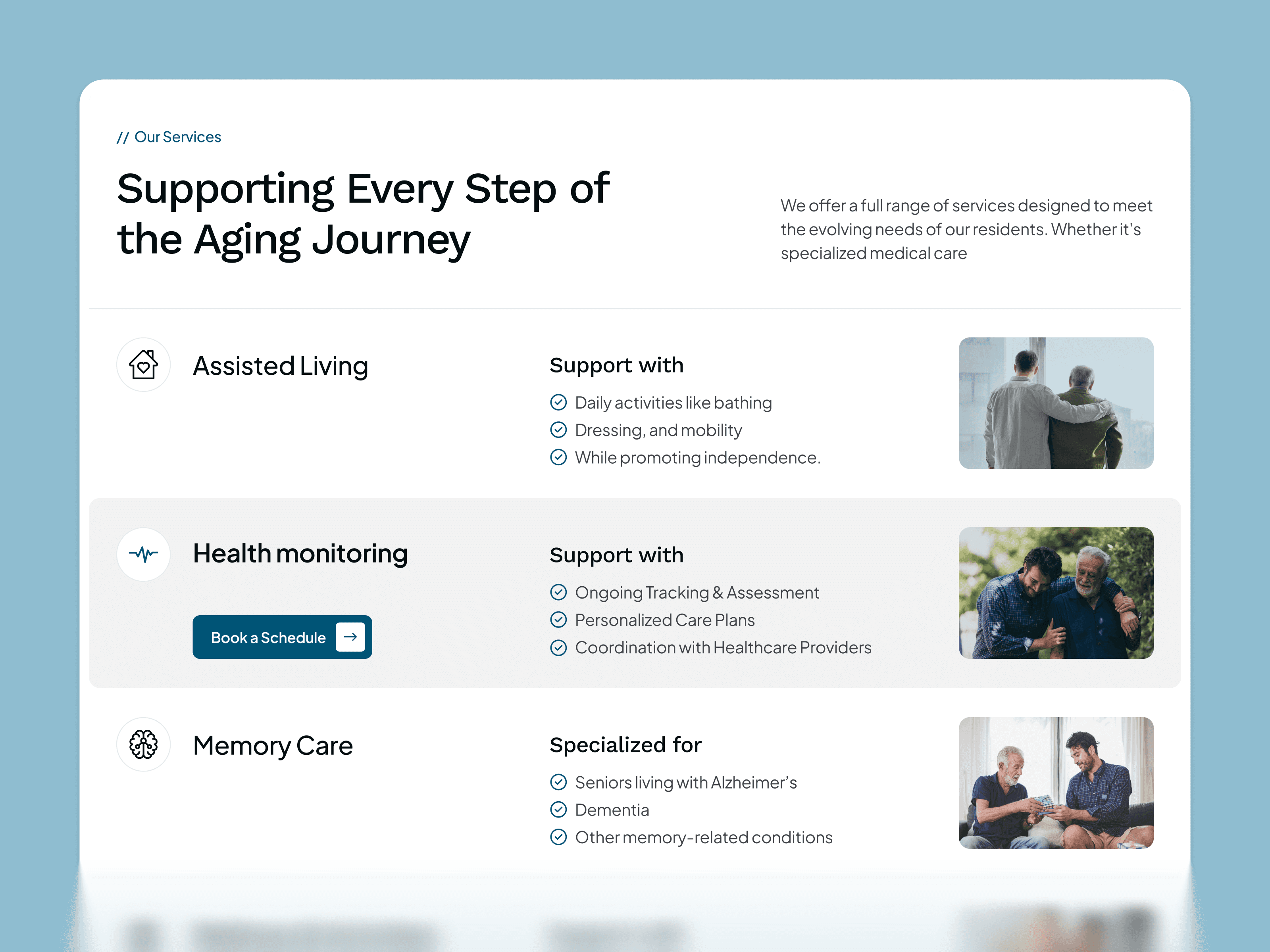 webflow nursing care template