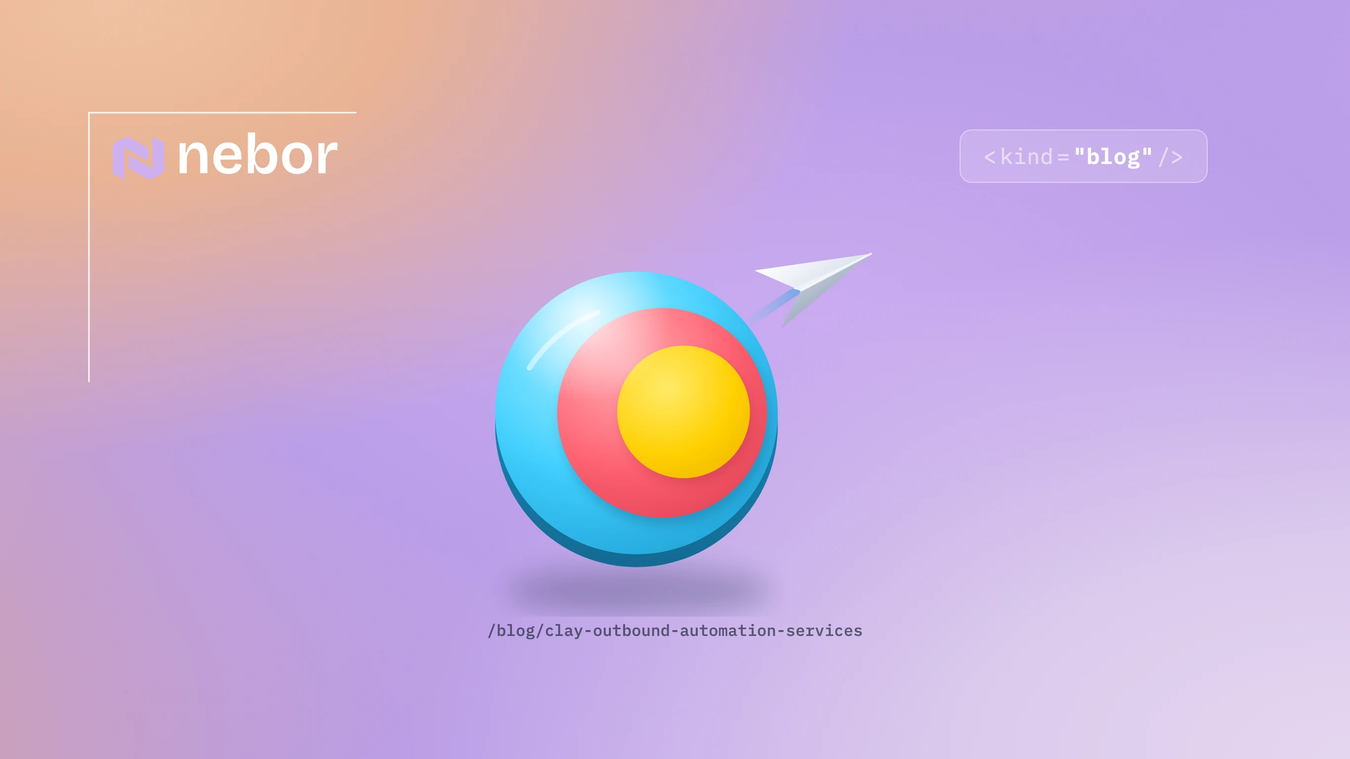 Clay's nested blue-coral-yellow orb launching a paper plane, for Clay outbound automation services