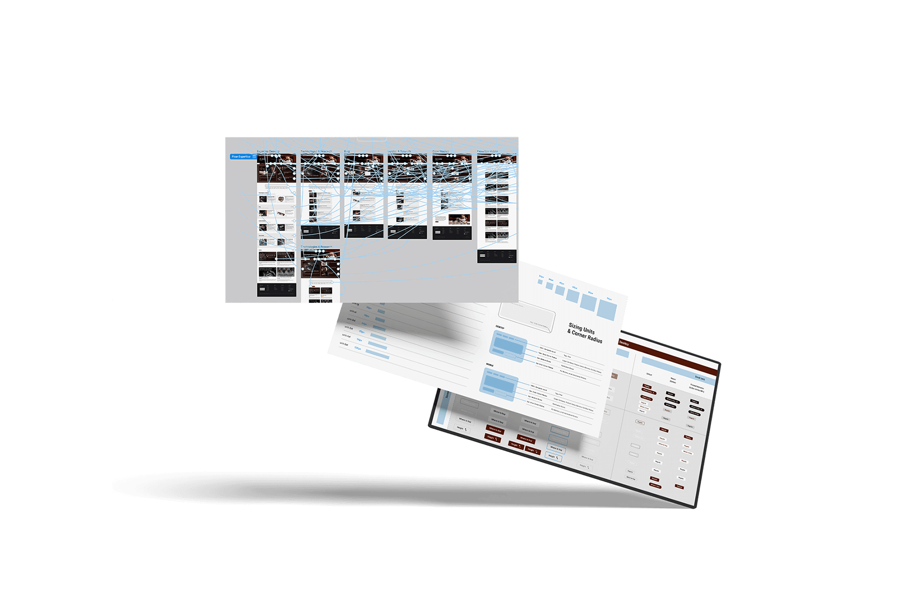 Designsystem und UI-Komponenten für noctua.at mit Wireflows, Layoutregeln und Interface-Elementen