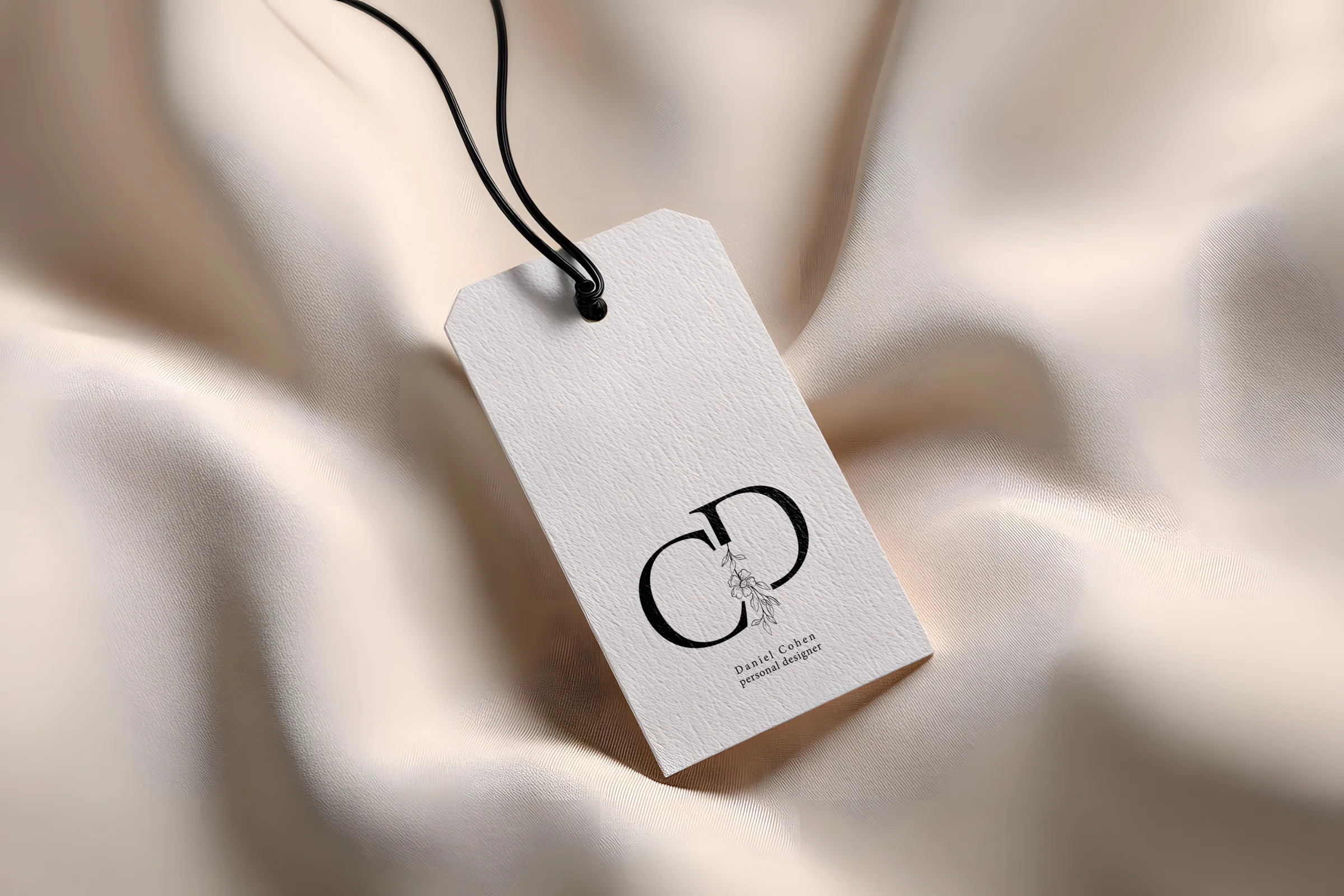Daniel Cohen, garment hang tag mockup