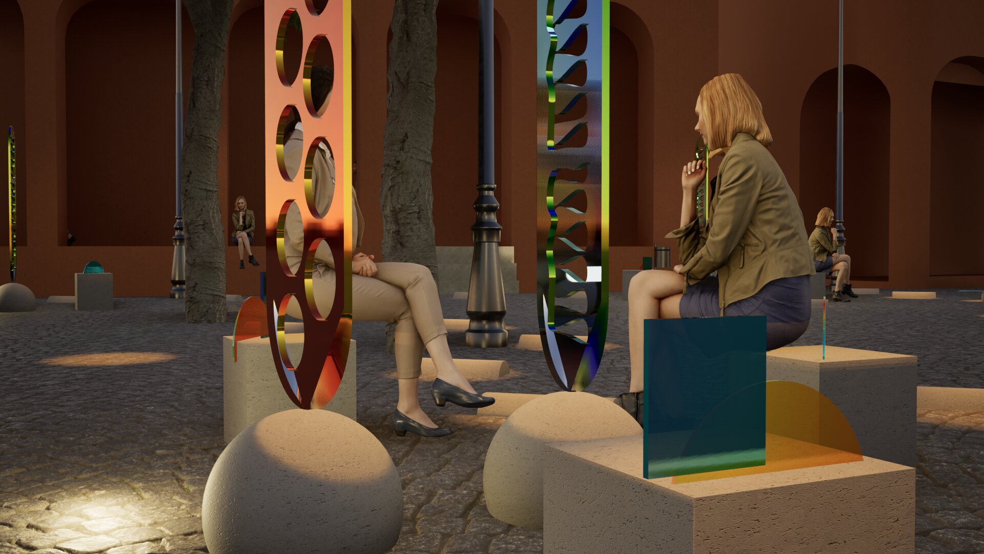 Minimalist book cover on white stairs with clean editorial design