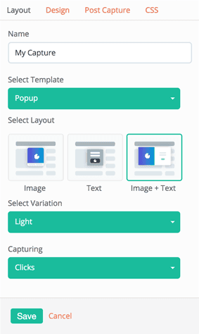 Configuration fields for Gleam Capture setup