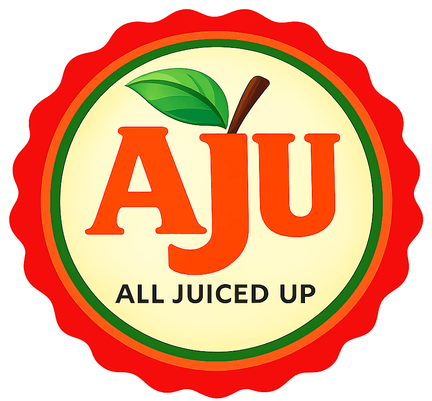 Yellow cold-pressed juice bottle surrounded by citrus
