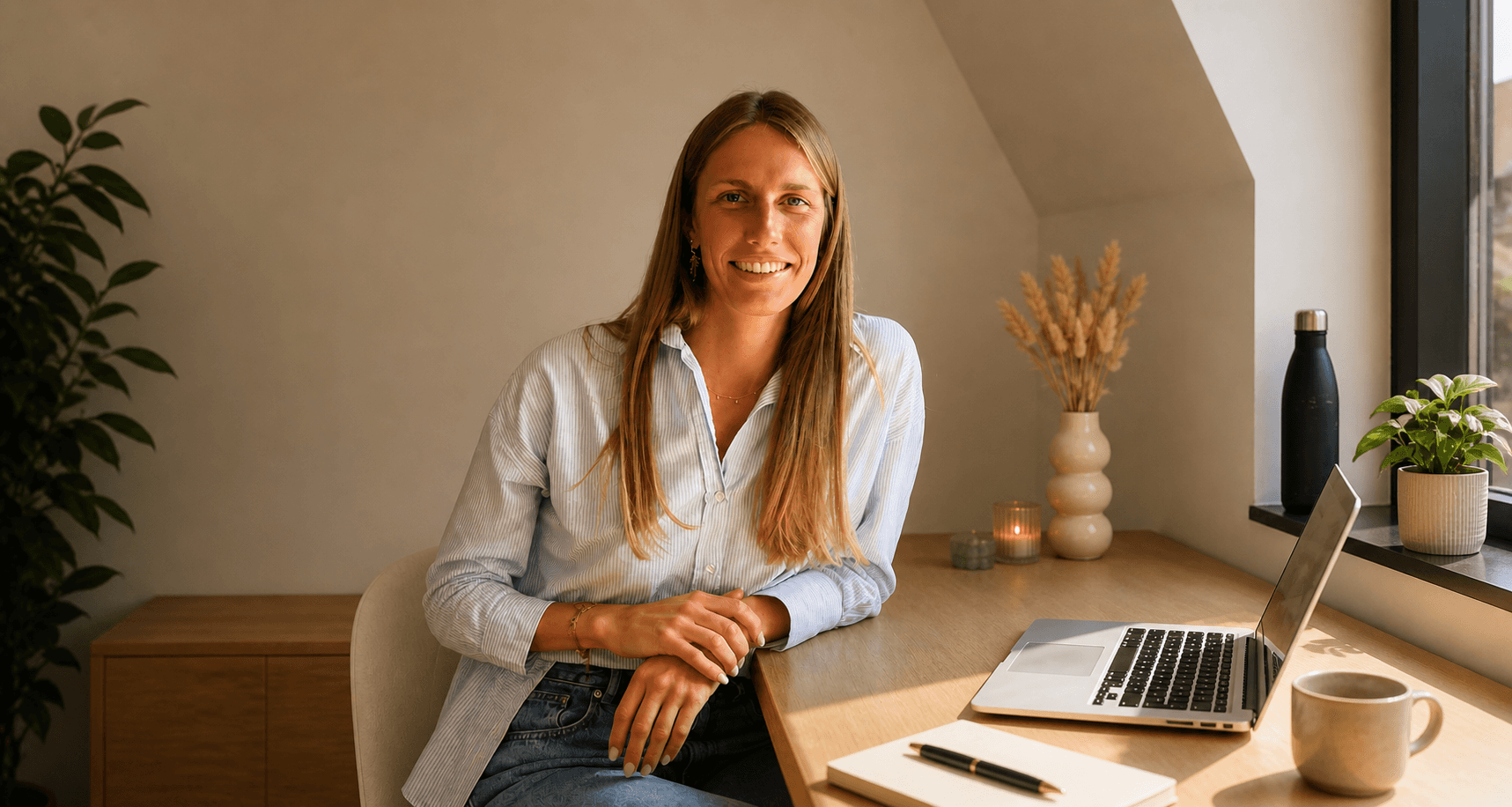 Copywriter sitting at a desk