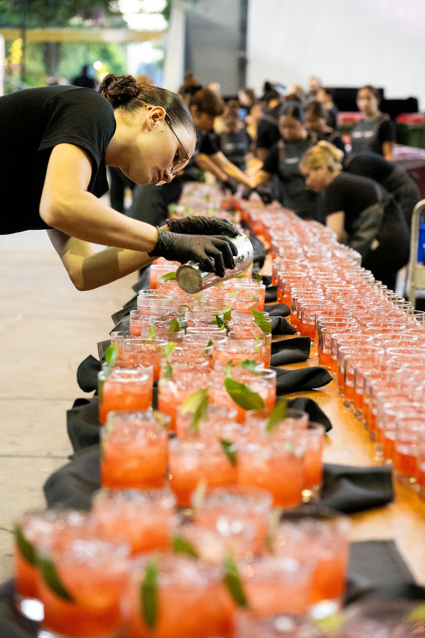 Front of House Staff pouring hundreds of arrival drinks for the Australian Tourism Exchane 2025