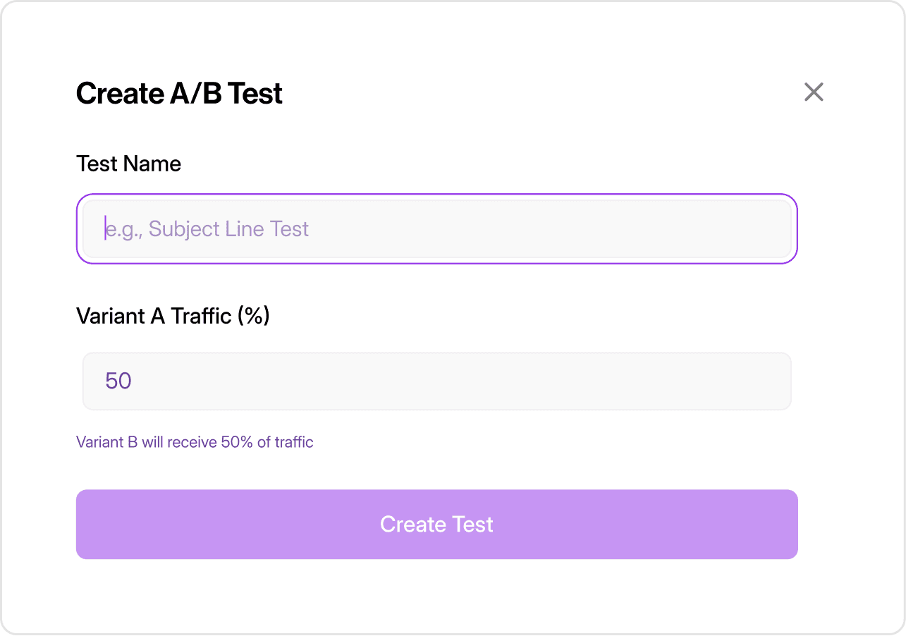 A/B test creation feature