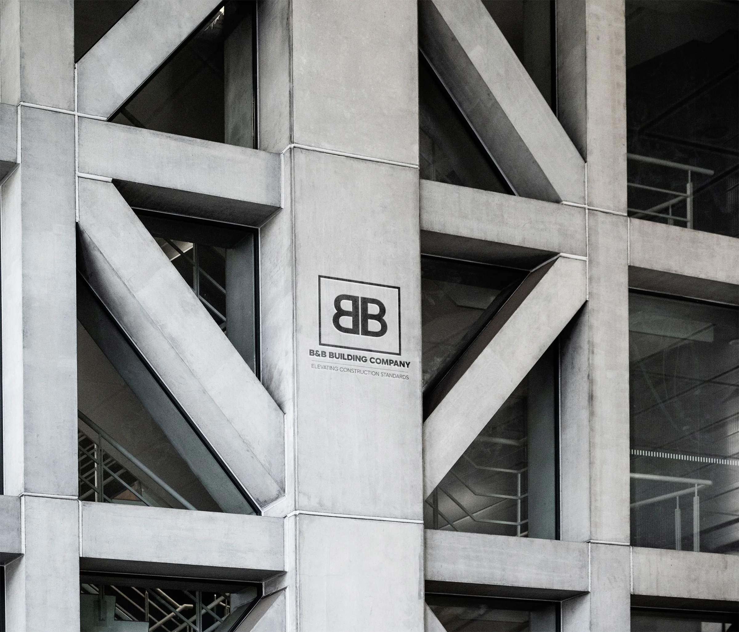 B&B Building Company, building facade sign mockup