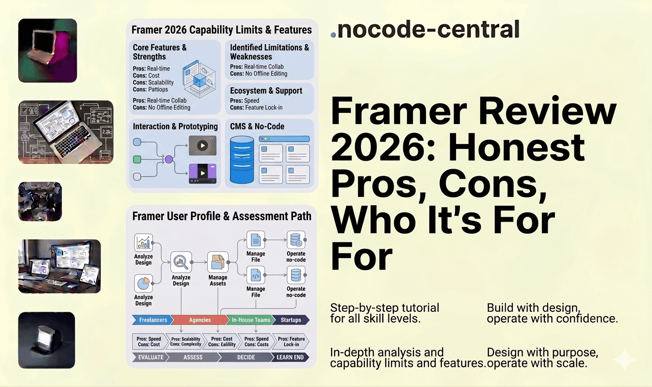 Blog header image with blog title: Framer Review 2026: Honest Pros, Cons, and Who It's For