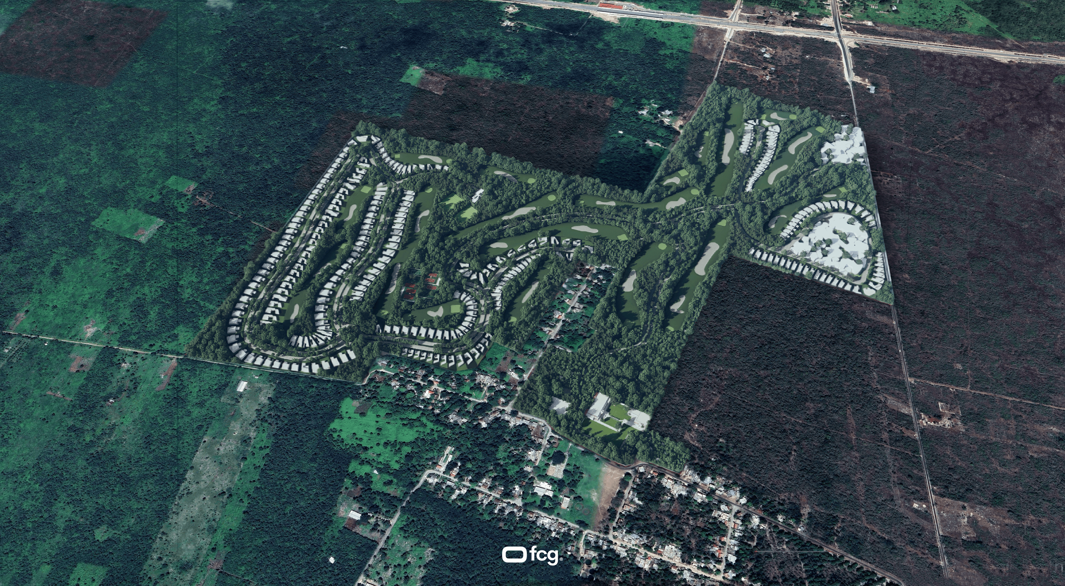 Areal photo of large scale golf development in merida
